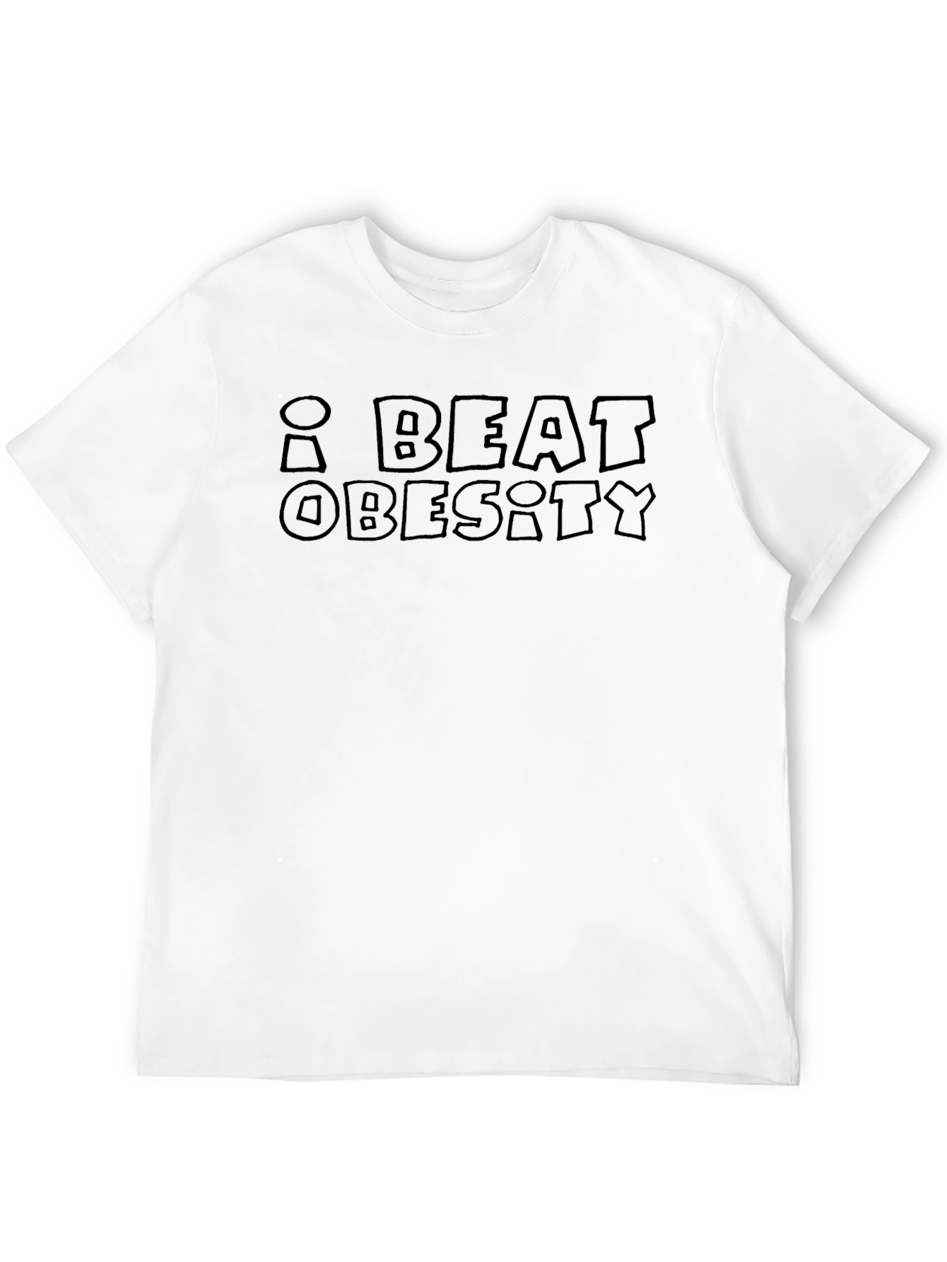 I Beat Obesity Graphic T-Shirt - Black