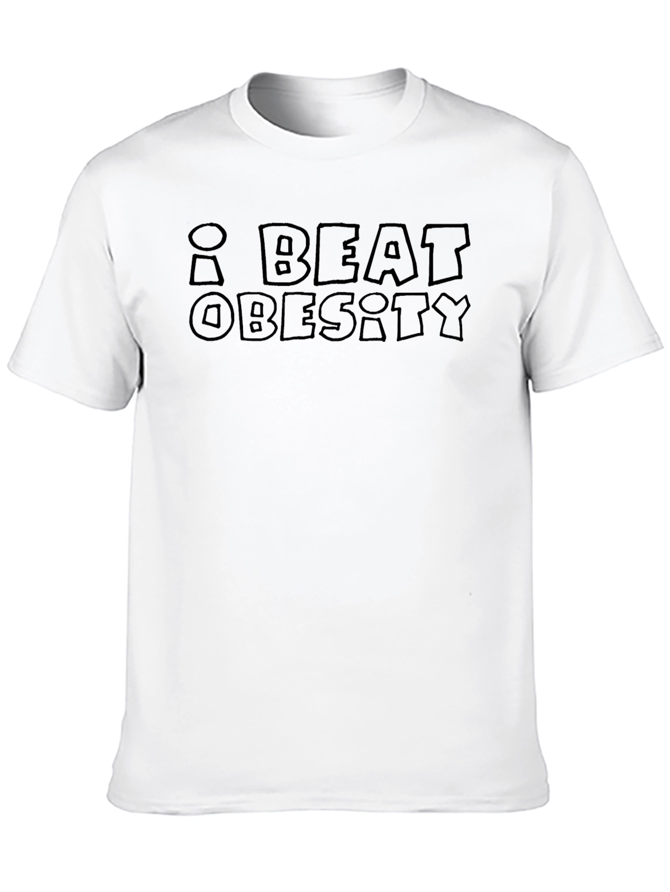 I Beat Obesity Graphic T-Shirt - Black