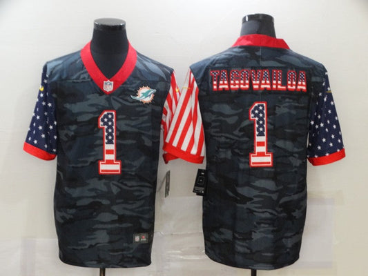 Men's Miami Dolphins Tua Tagovailoa #1 Gray Camouflage Game Jerseys