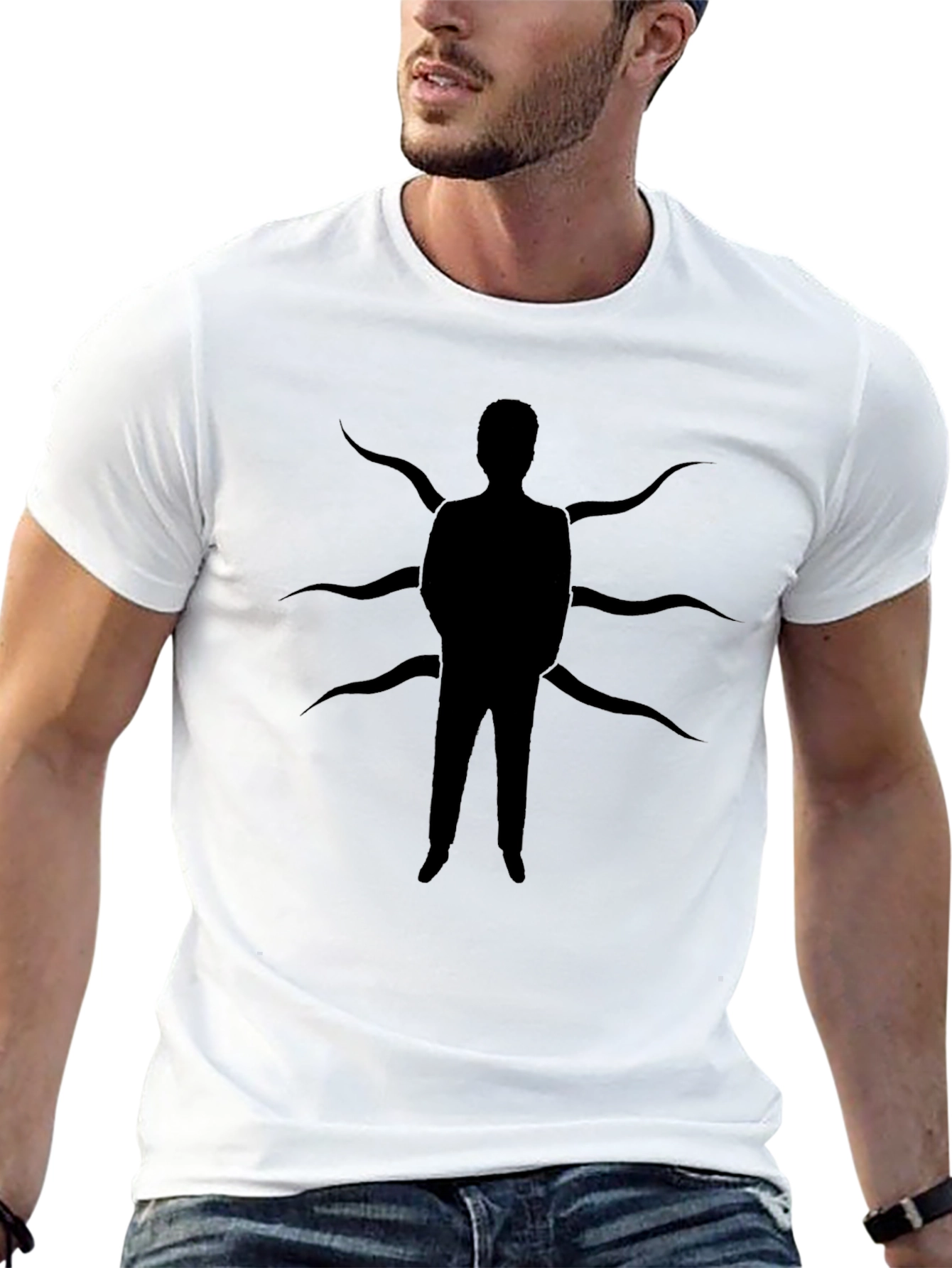 Slender Man Graphic Tee - Black Cotton T-Shirt