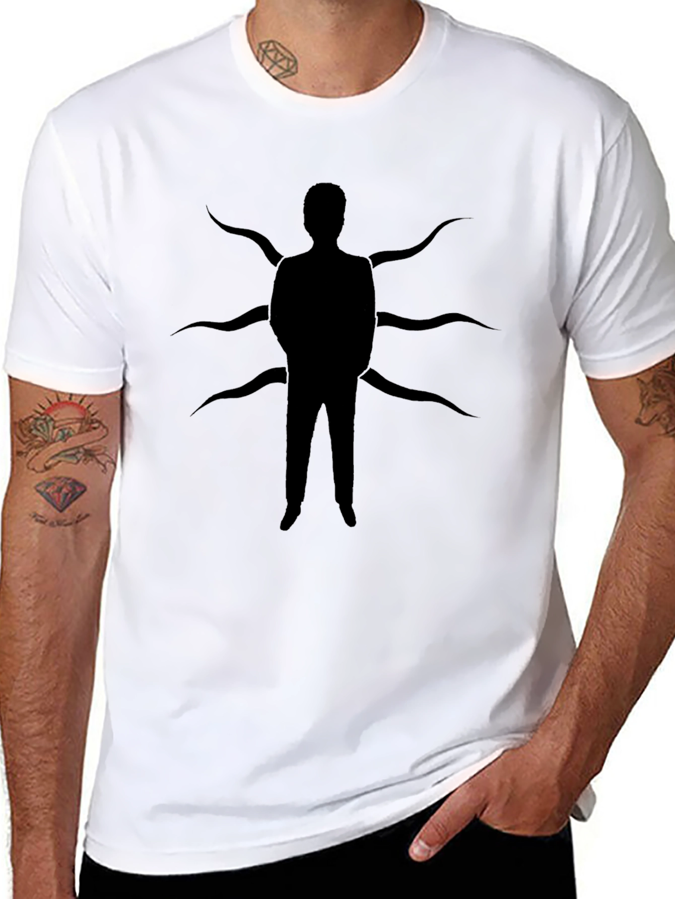 Slender Man Graphic Tee - Black Cotton T-Shirt