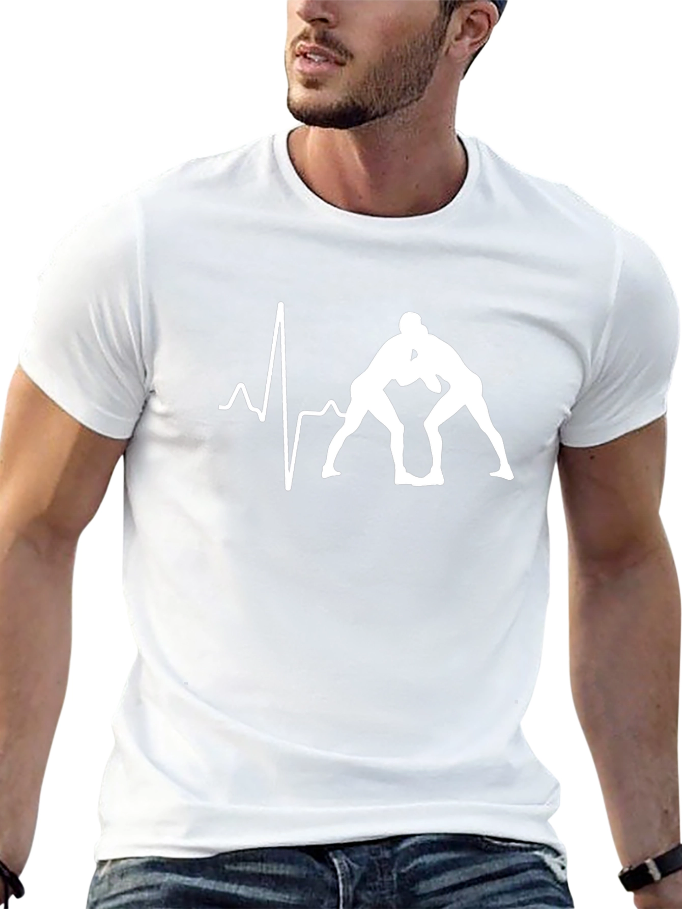 Wrestling Heartbeat T-Shirt - Black