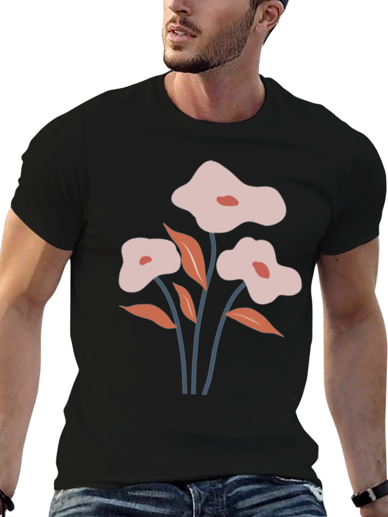 Floral Graphic Black T-Shirt