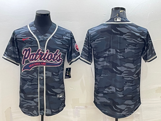 Men's New England Patriots Grey Camouflage Blank Jerseys
