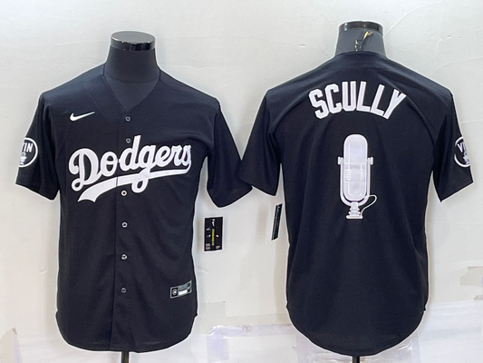 Men's Los Angeles Dodgers Vince Scully Black Replica Baseball Jerseys
