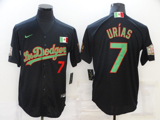 Men's Los Angeles Dodgers Julio Urias #7 Black Player Game Jerseys