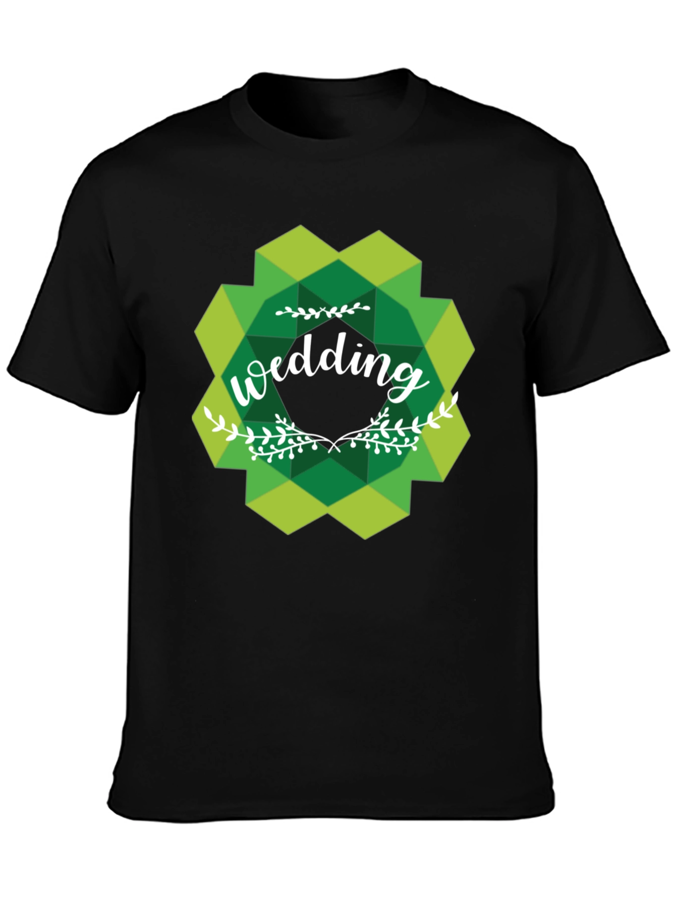 Wedding Graphic Tee - Green Geometric Design