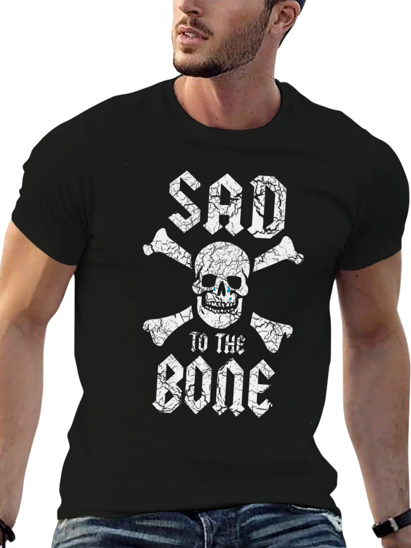 Sad to the Bone Black Graphic T-Shirt