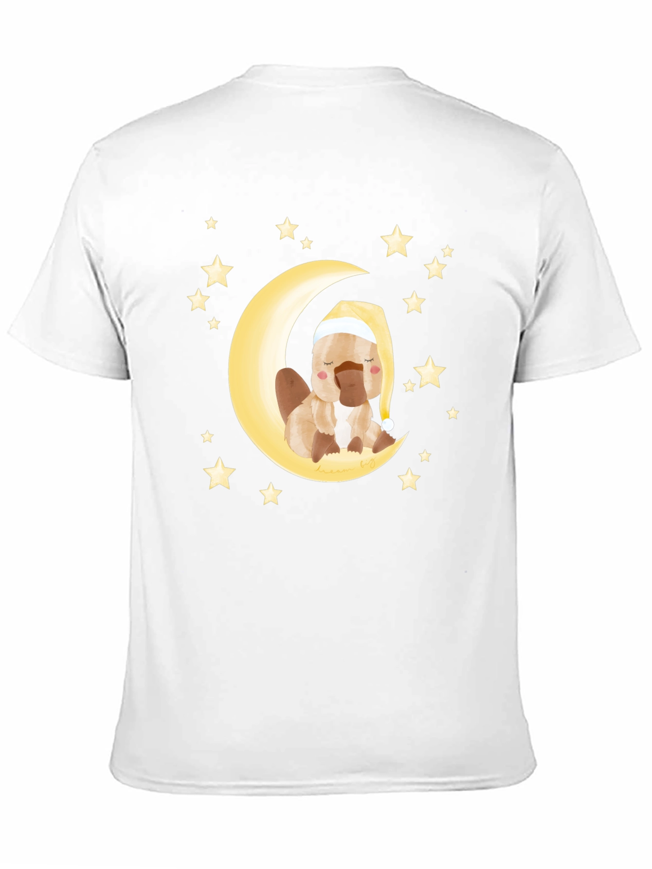 Cute Cartoon Platypus Moon Stars Graphic T-Shirt
