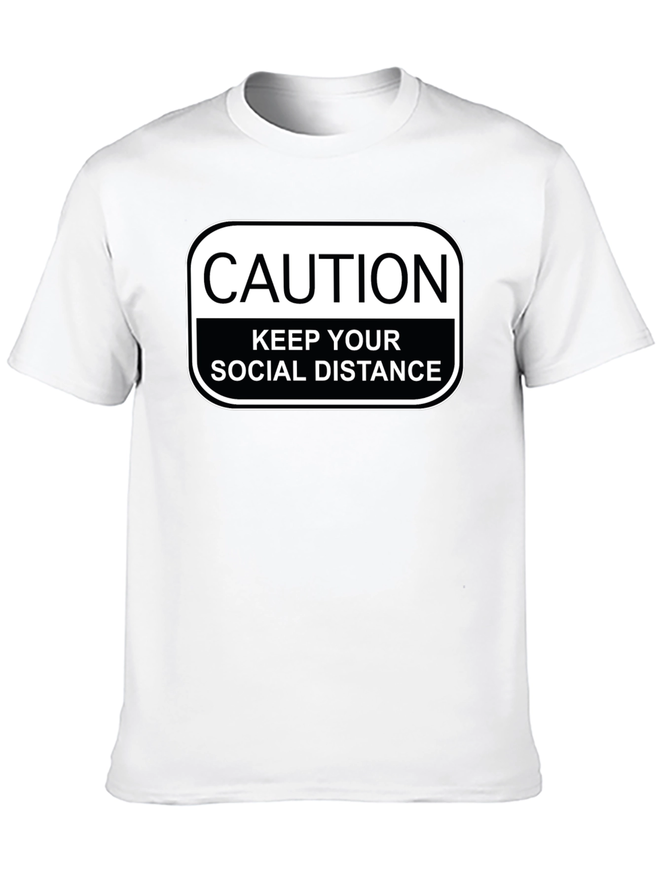 Caution Social Distance T-Shirt - Black Novelty Tee