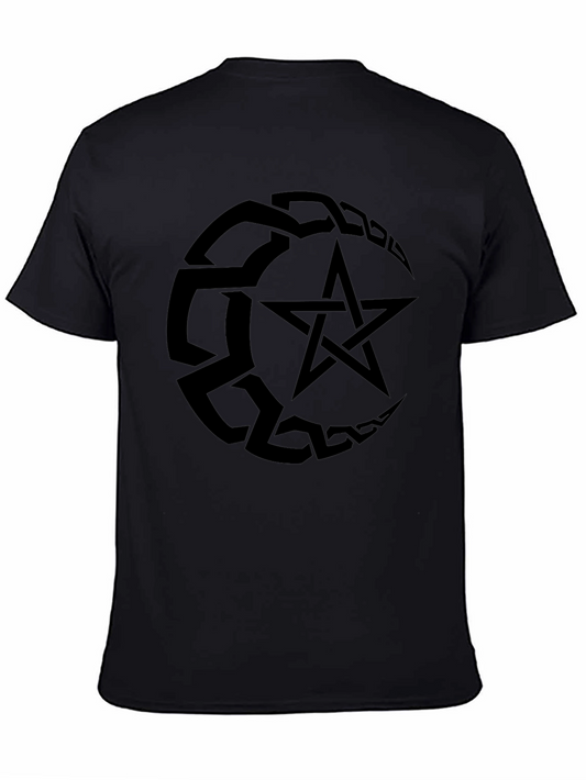 Mens Black T-Shirt with Pentagram Design