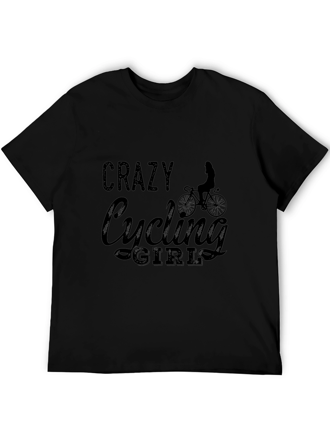 Crazy Cycling Girl Graphic Tee - Black T-Shirt