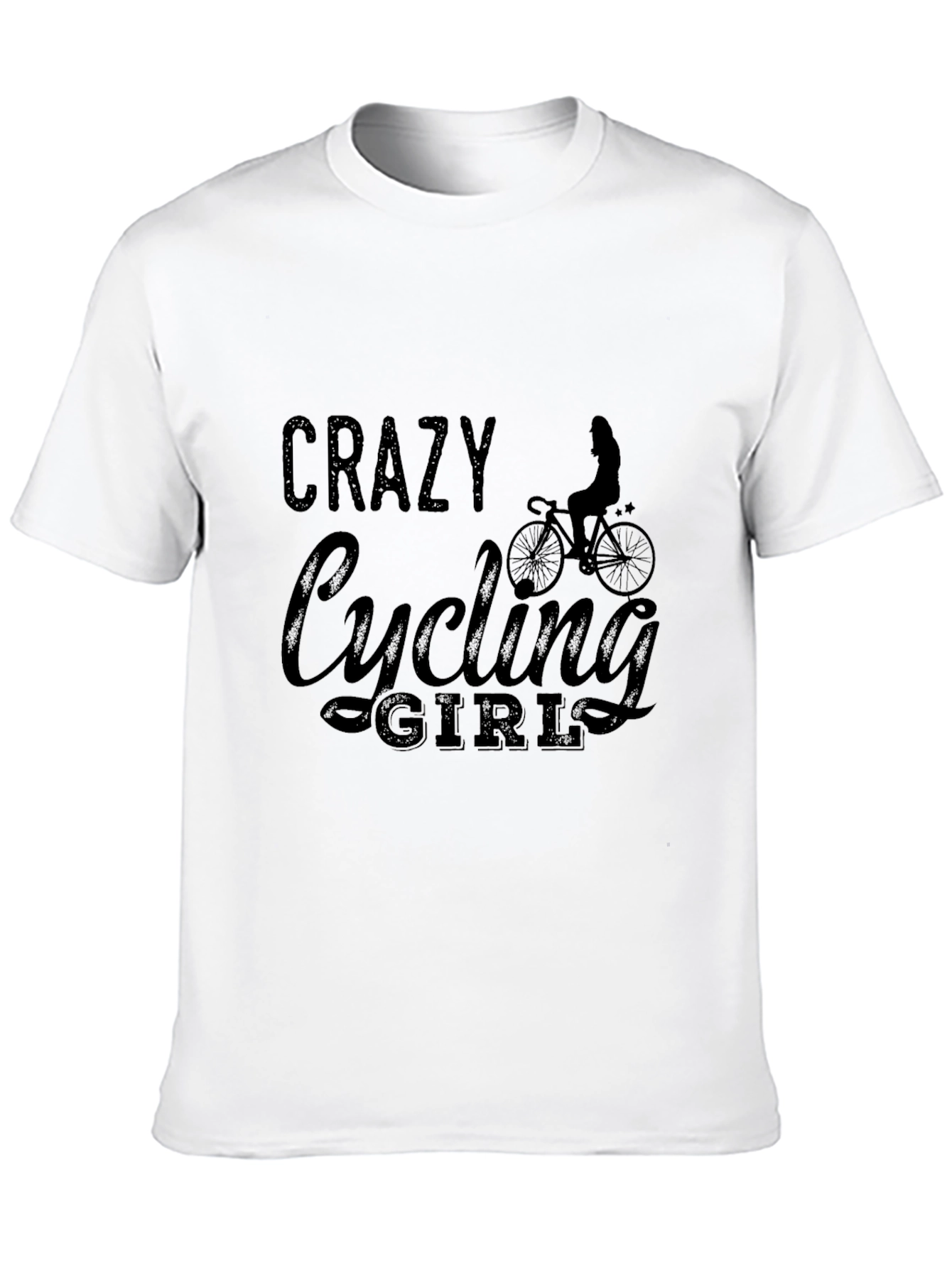 Crazy Cycling Girl Graphic Tee - Black T-Shirt