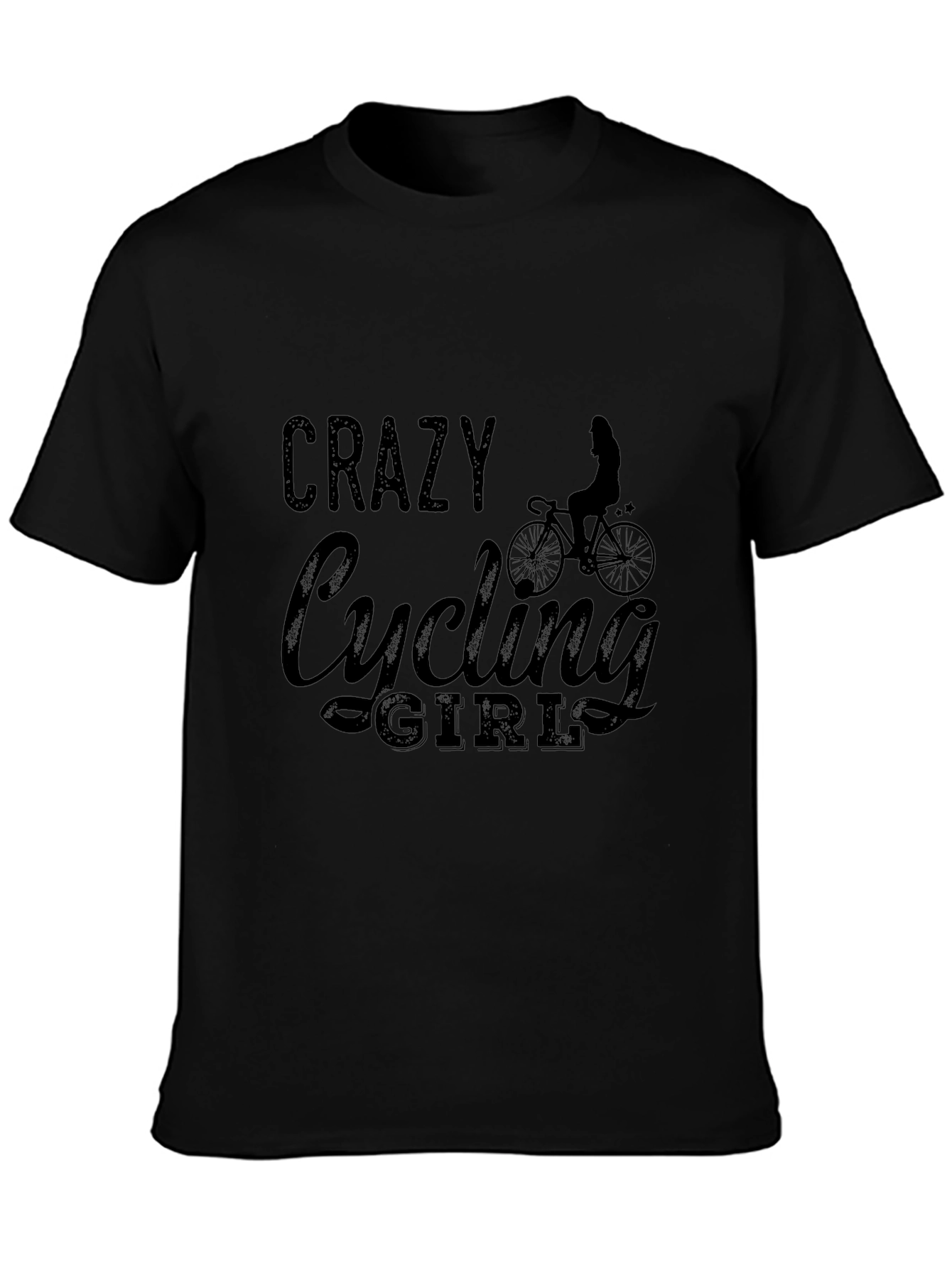 Crazy Cycling Girl Graphic Tee - Black T-Shirt