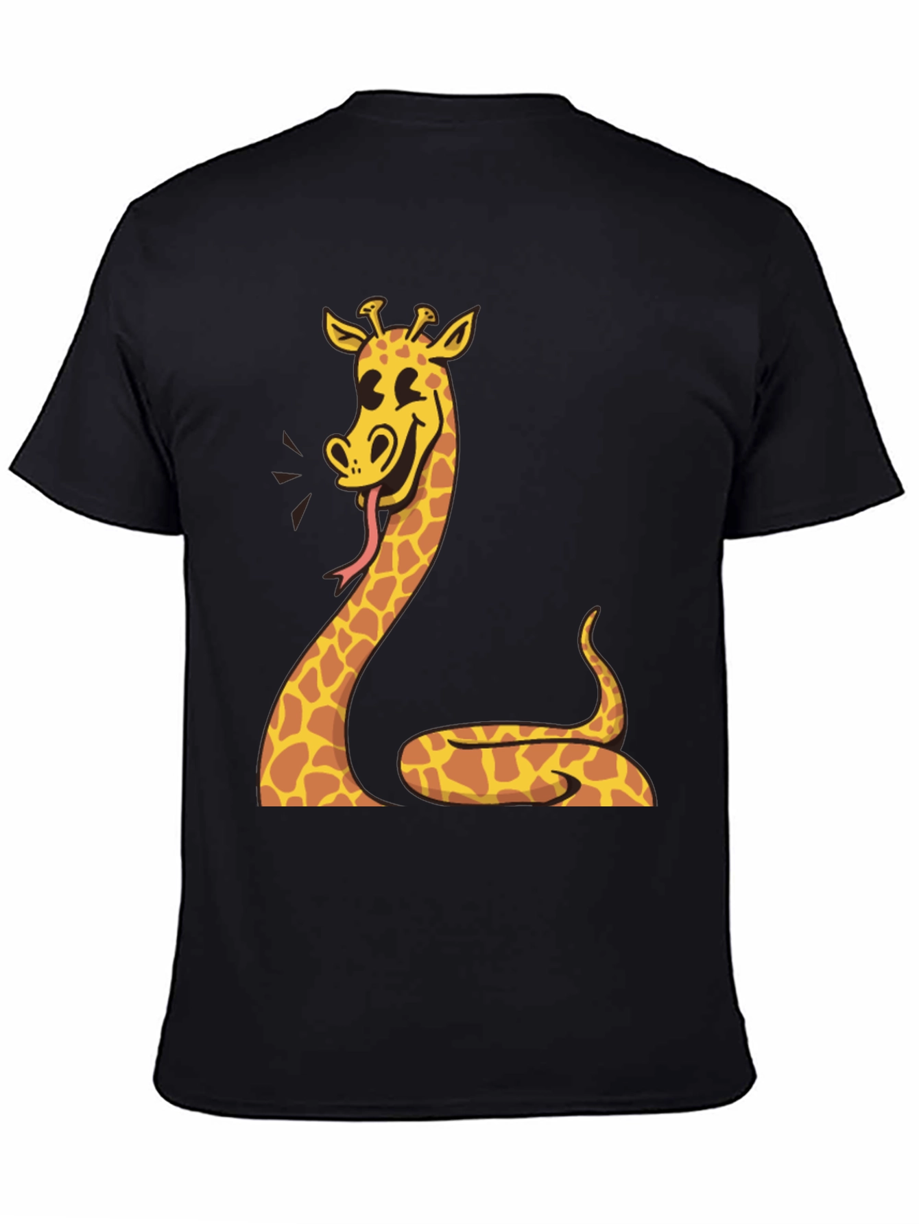 Giraffe Snake Graphic Tee - Unique Mens Black T-Shirt