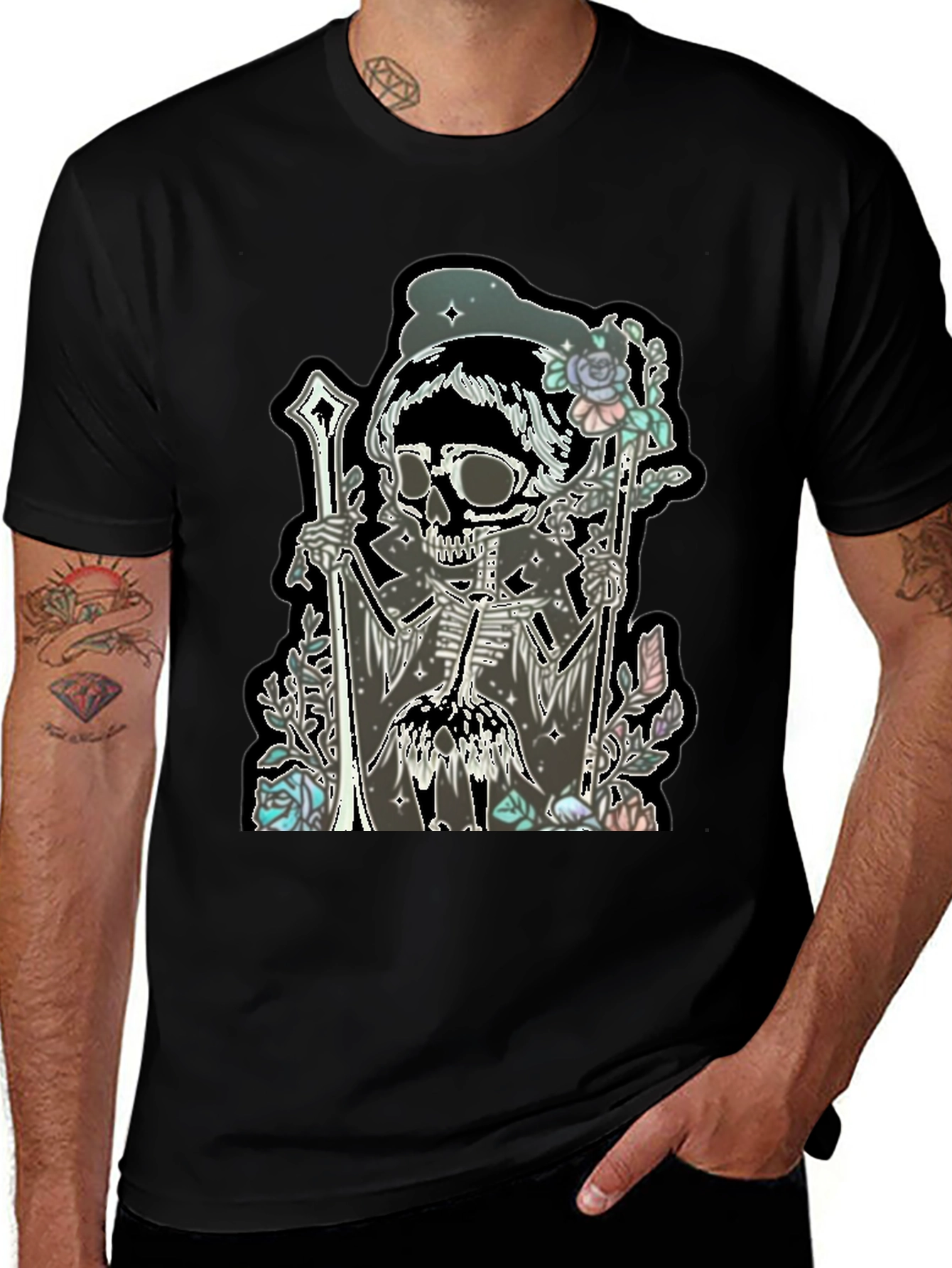Skull & Roses Graphic T-Shirt - Emo Style