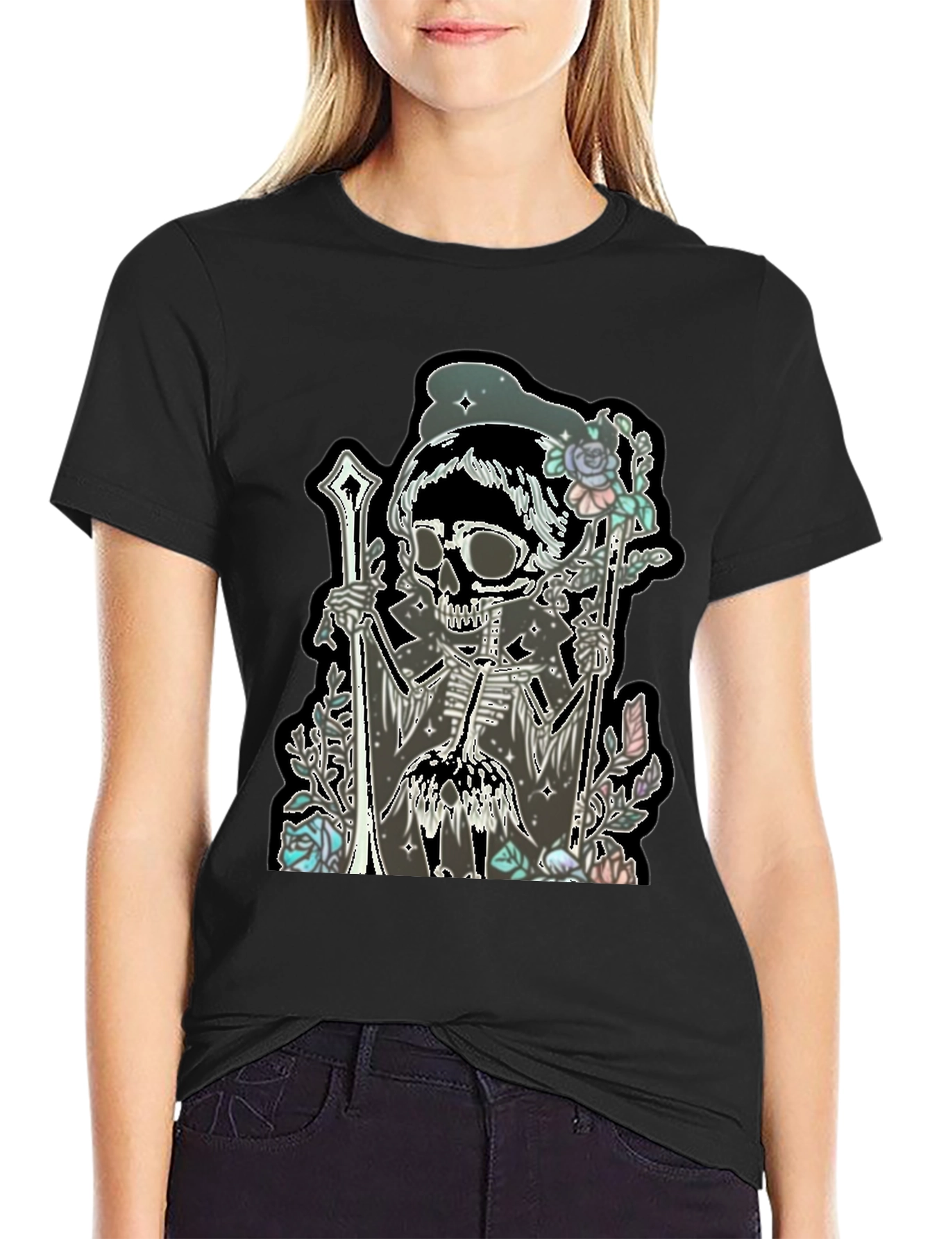 Skull & Roses Graphic T-Shirt - Emo Style