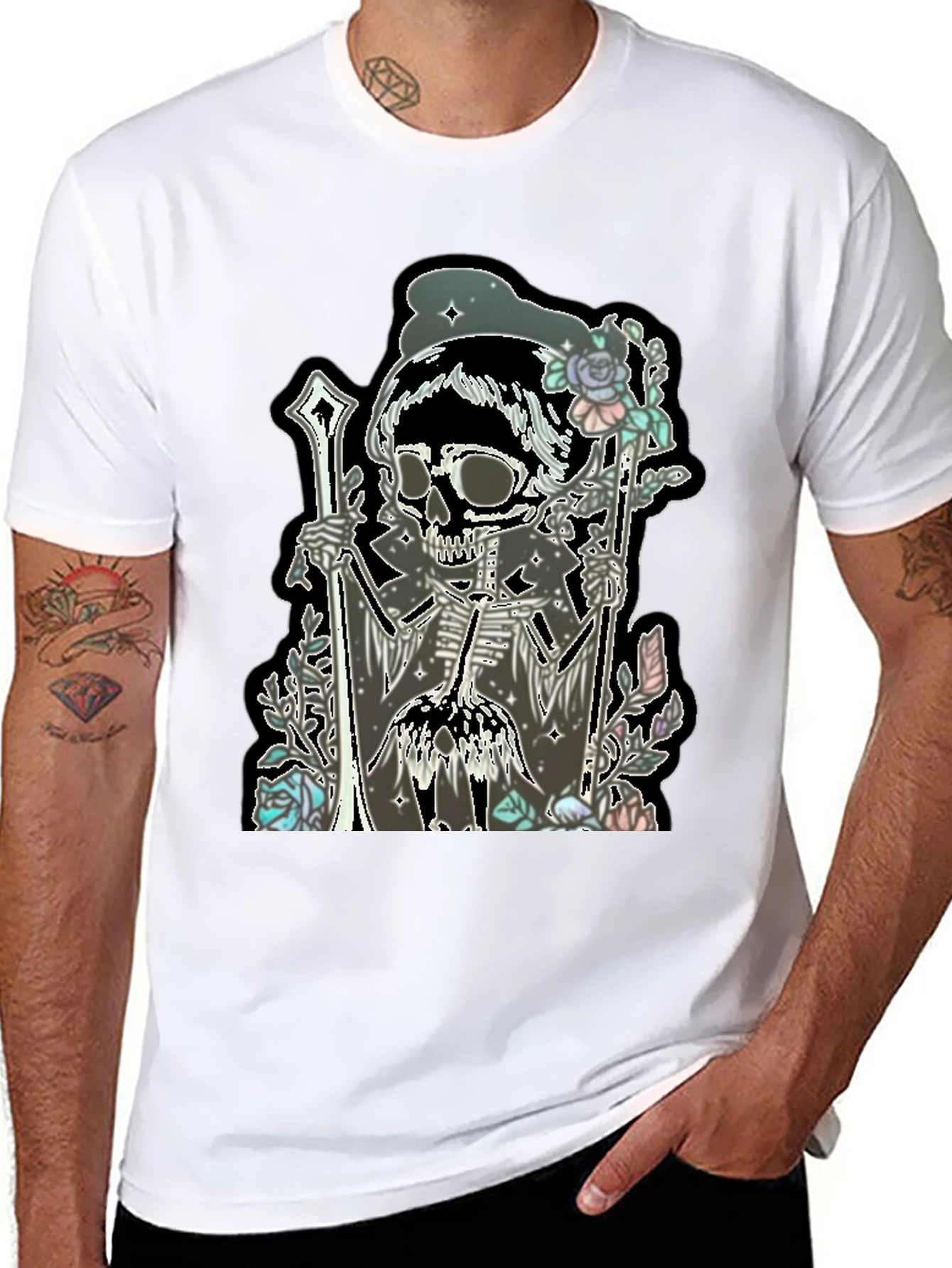 Skull & Roses Graphic T-Shirt - Emo Style