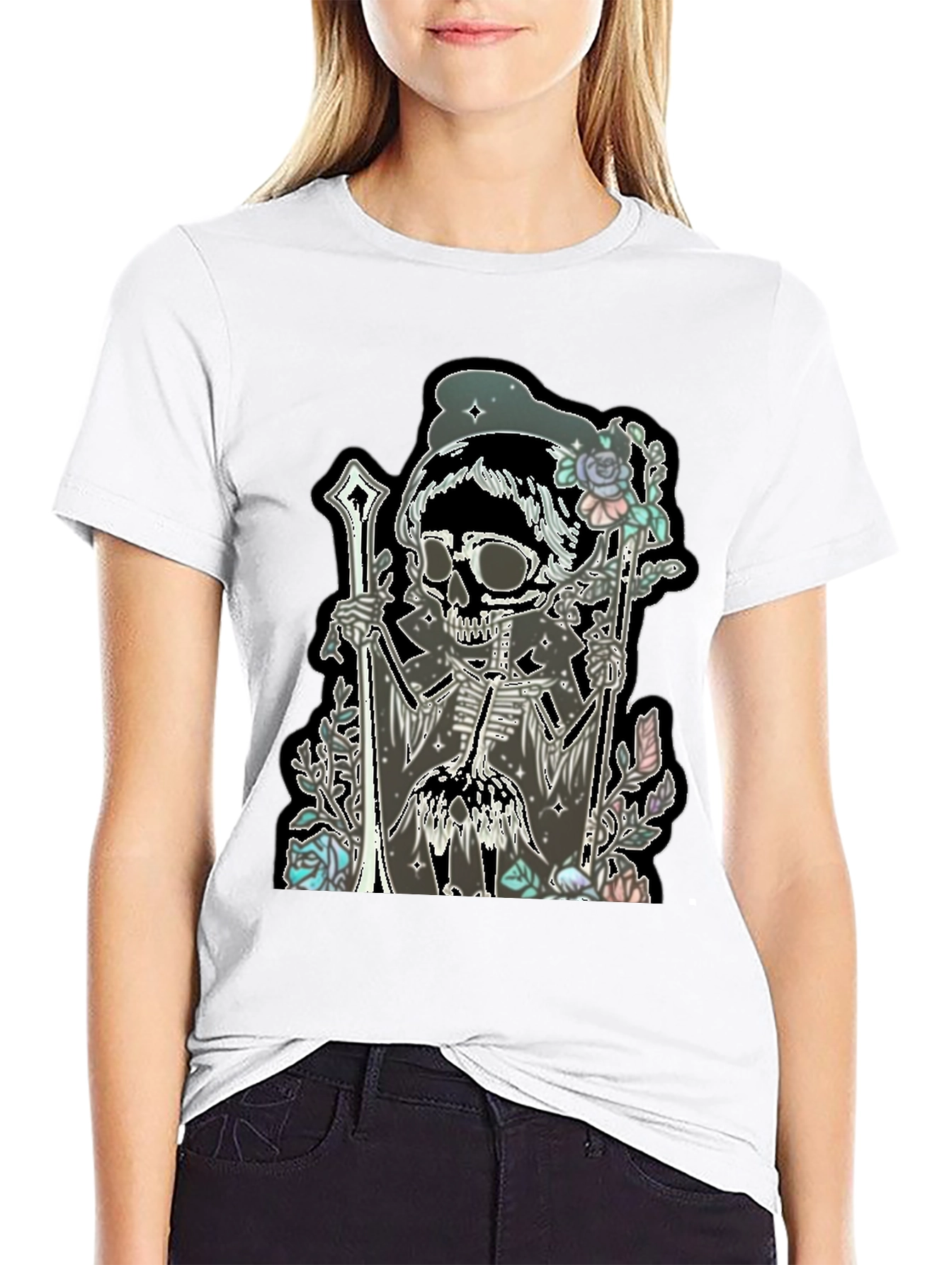 Skull & Roses Graphic T-Shirt - Emo Style