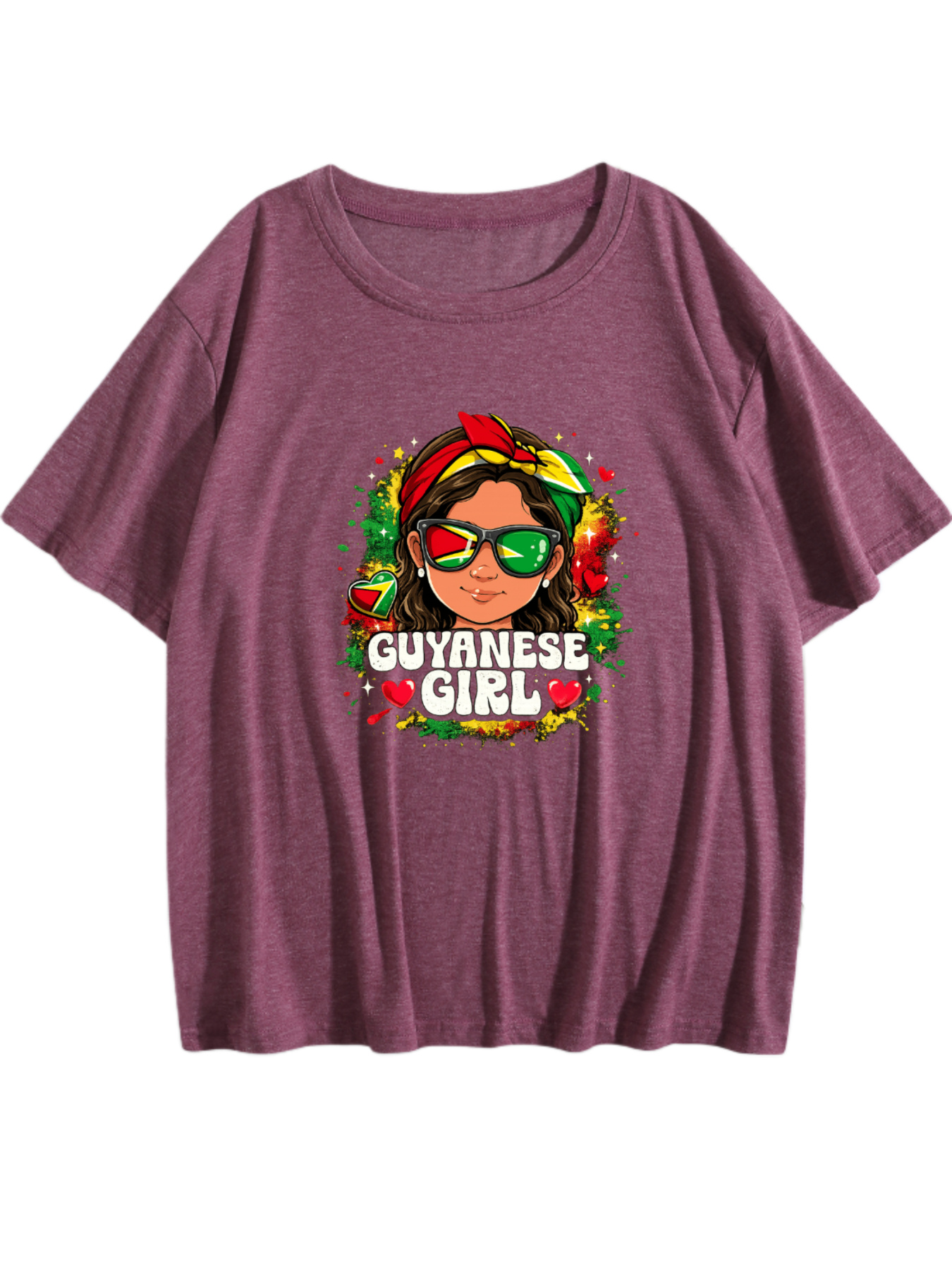 Guyanese Girl Graphic T-Shirt – 100% Pure Cotton Casual Summer Tee(hj43)