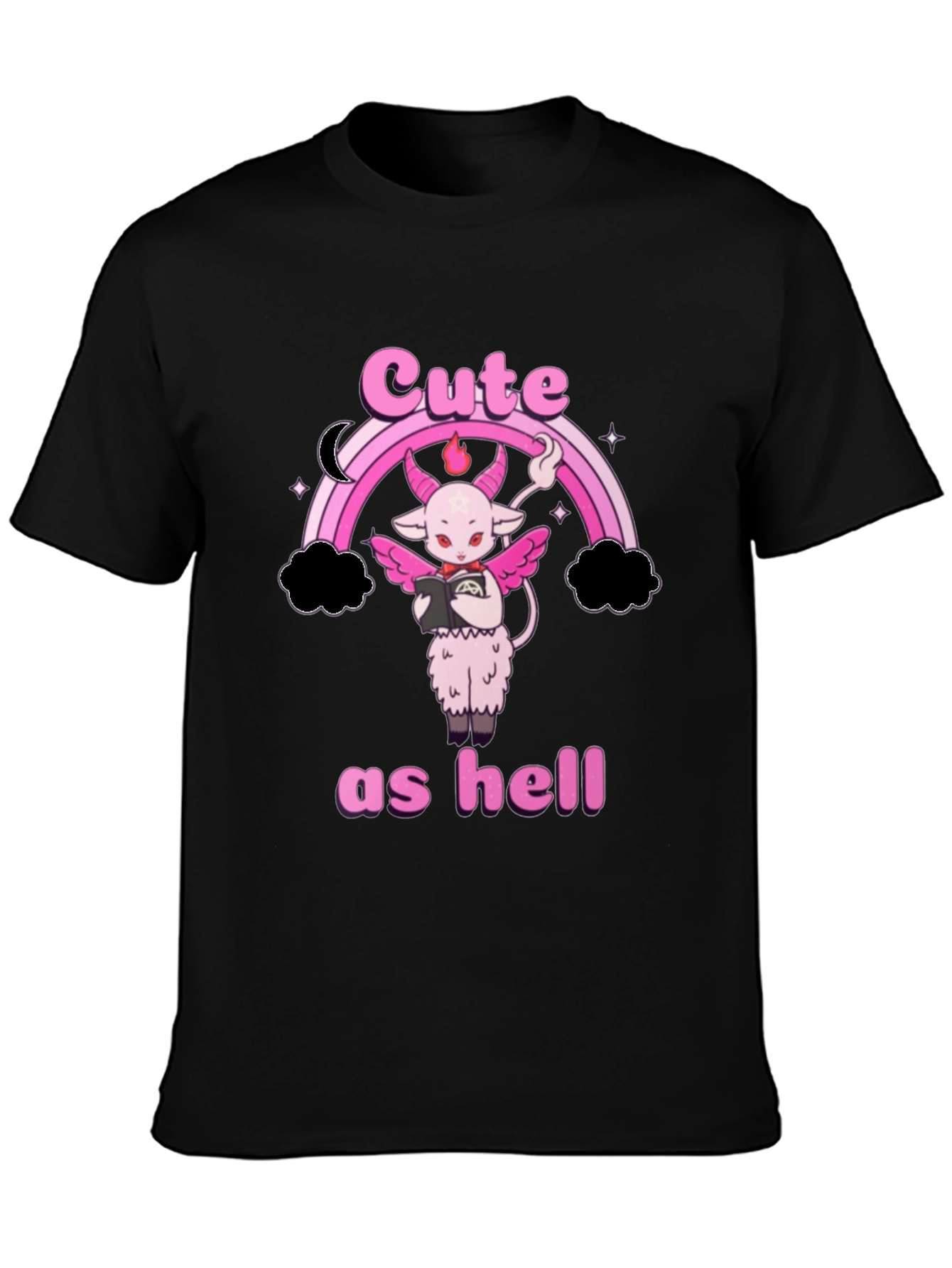 Cute as Hell T-Shirt: Pastel Goth Baphomet Rainbow