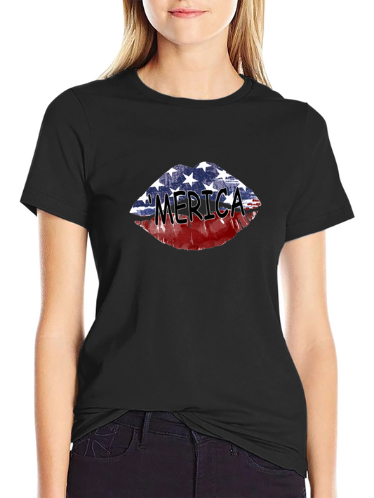Patriotic Lips Graphic T-Shirt
