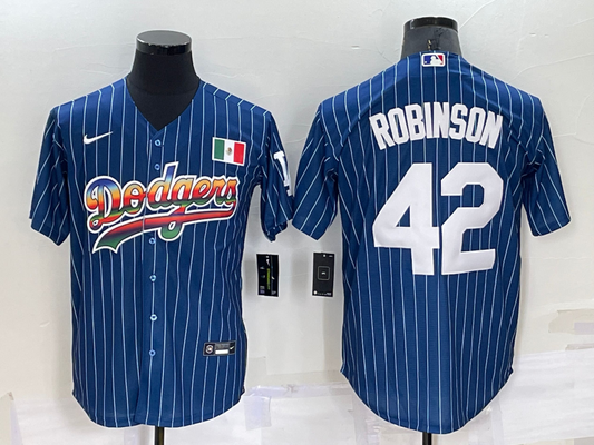 Men's Los Angeles Dodgers Jackie Robinson #42 Blue Fashion Stitched Jerseys