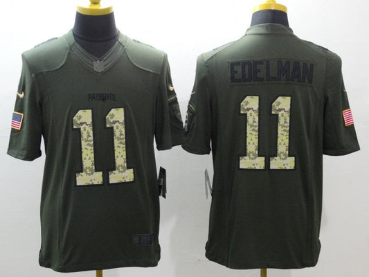 Men's New England Patriots Julian Edelman #11 Army Green Game Jerseys