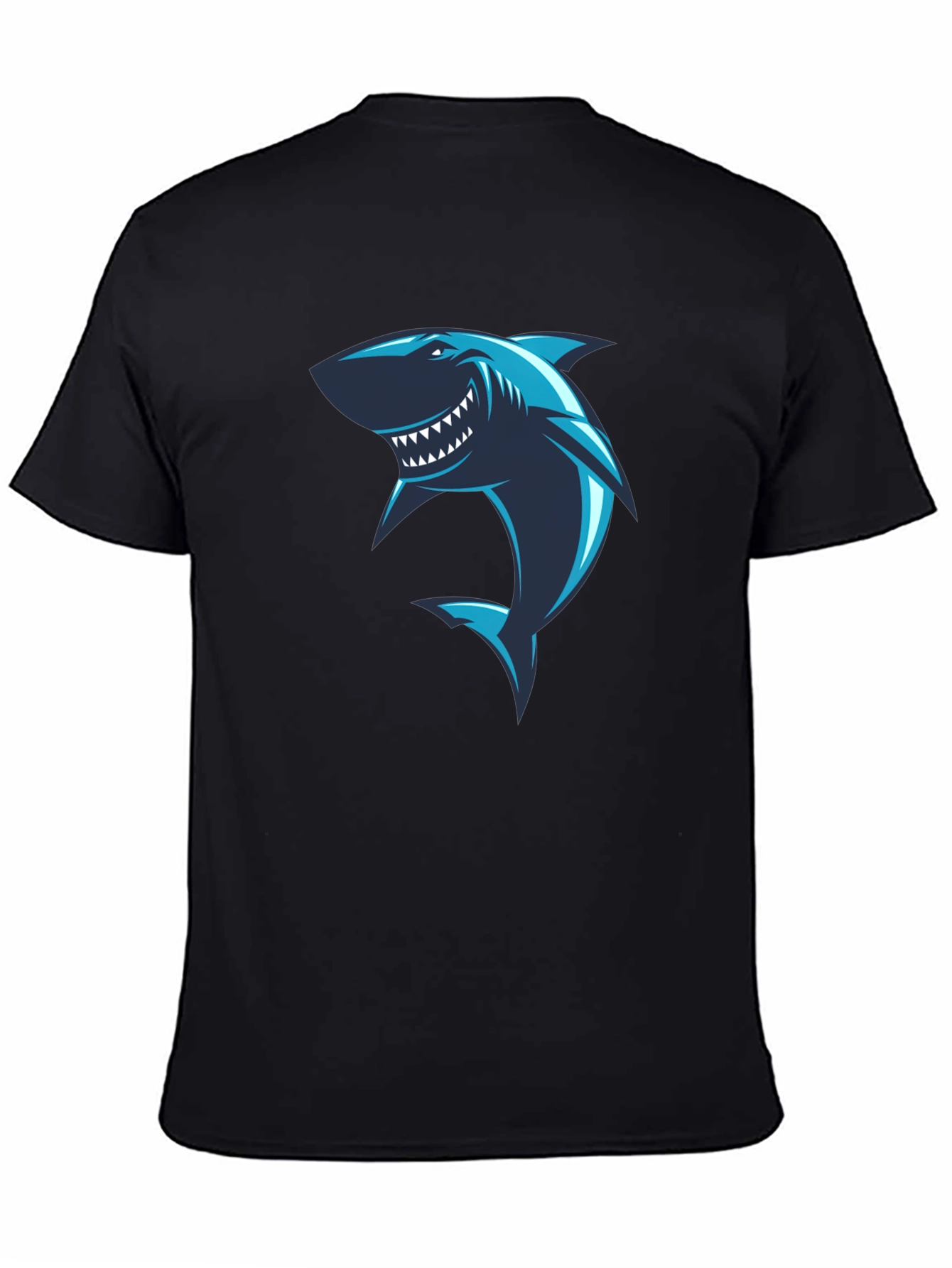 Shark Graphic Print Black T-Shirt