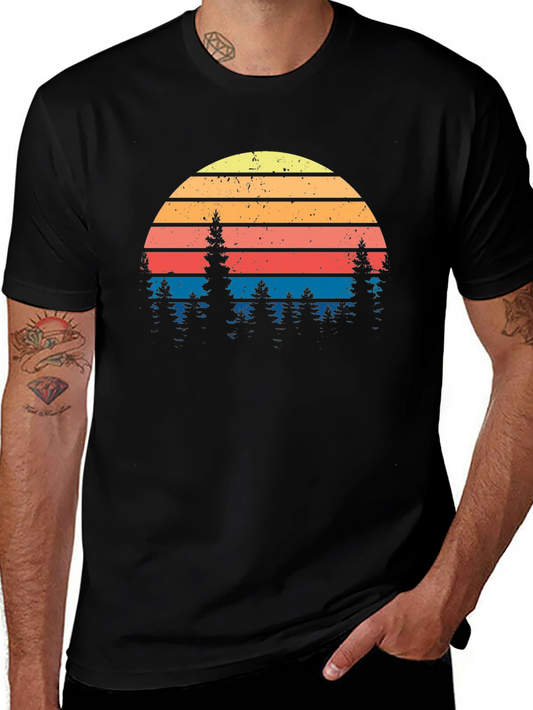 Retro Sunset Pine Tree Graphic Tee