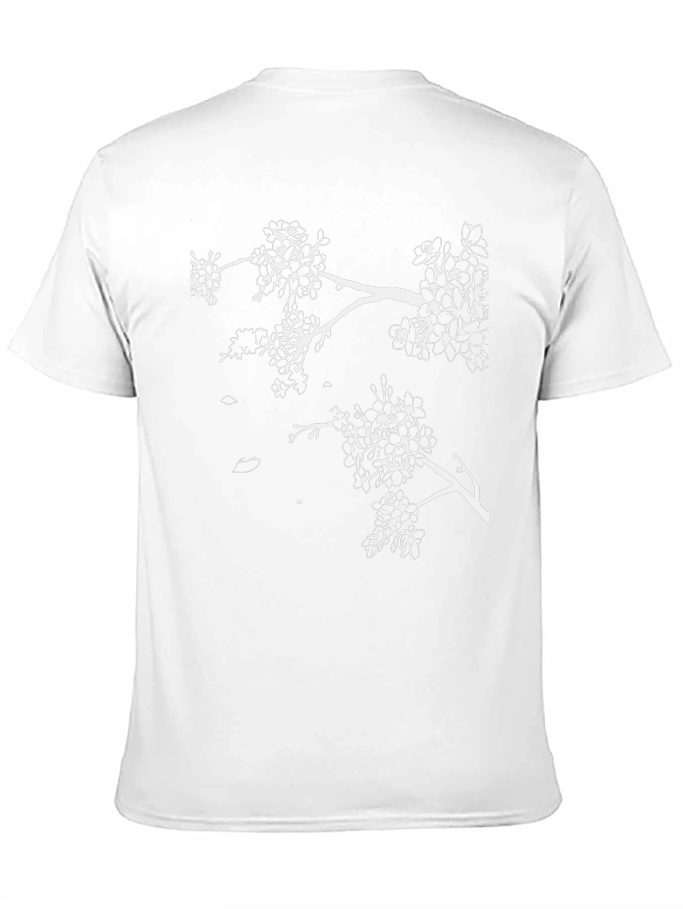 Black T-Shirt with White Cherry Blossom Branch Design