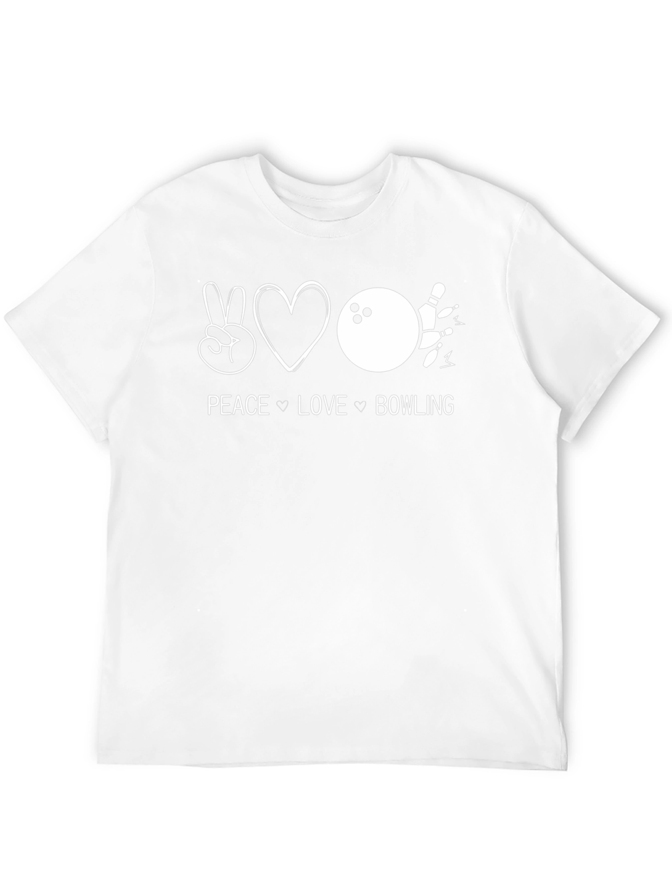 Peace Love Bowling Black Graphic T-Shirt