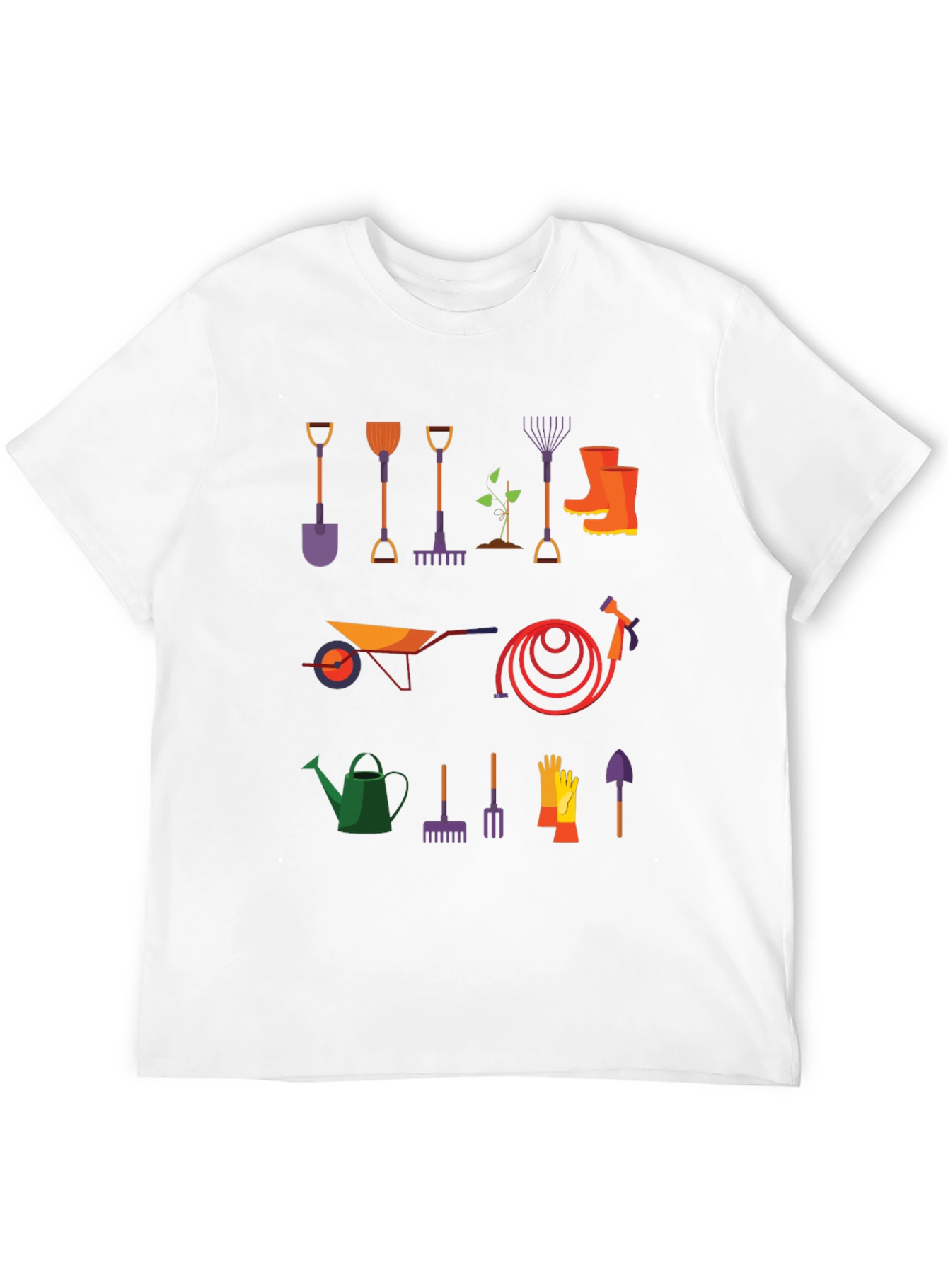 Gardening Tools Graphic Tee - Black Cotton T-Shirt