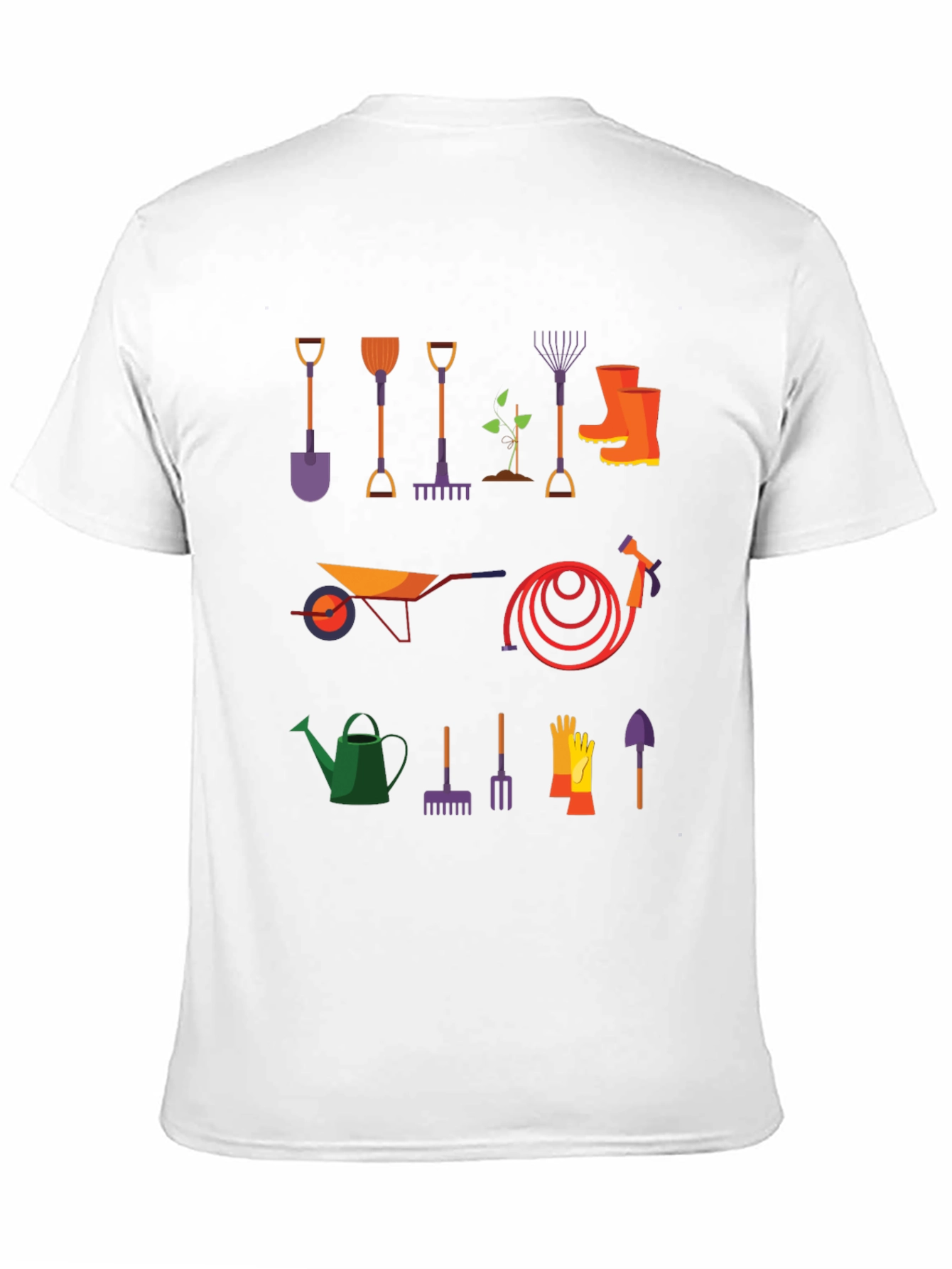 Gardening Tools Graphic Tee - Black Cotton T-Shirt