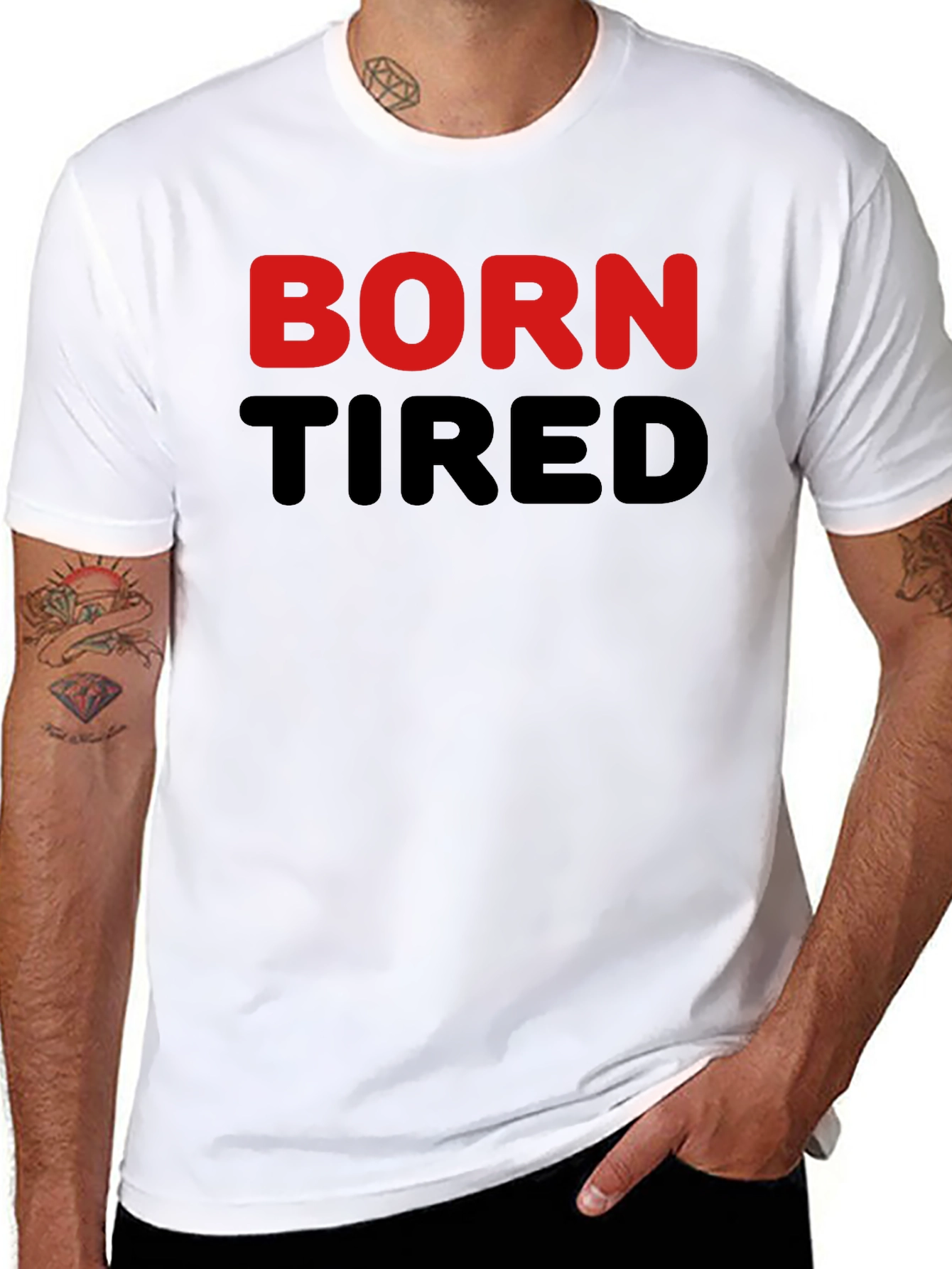 Born Tired Graphic Tee - Black Cotton T-Shirt