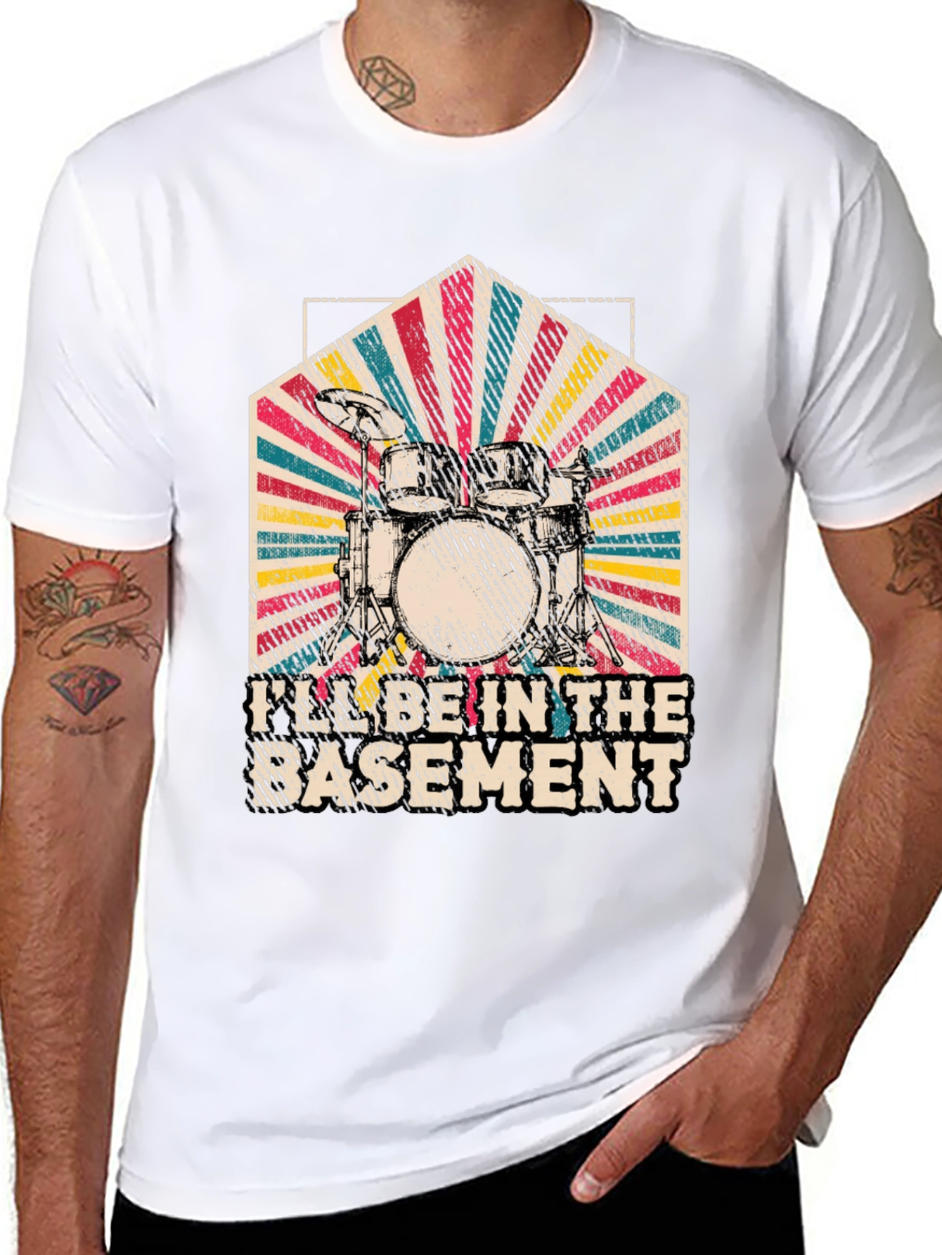 Ill Be In The Basement Drum Set Graphic Tee