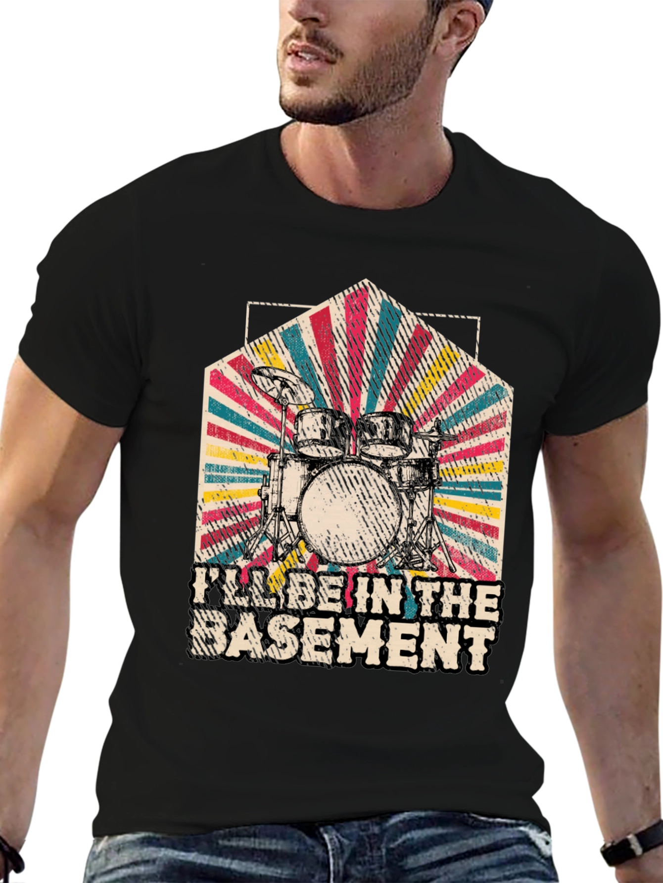 Ill Be In The Basement Drum Set Graphic Tee