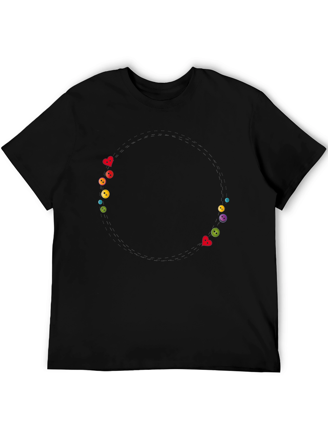 Whimsical Buttons Black Tee