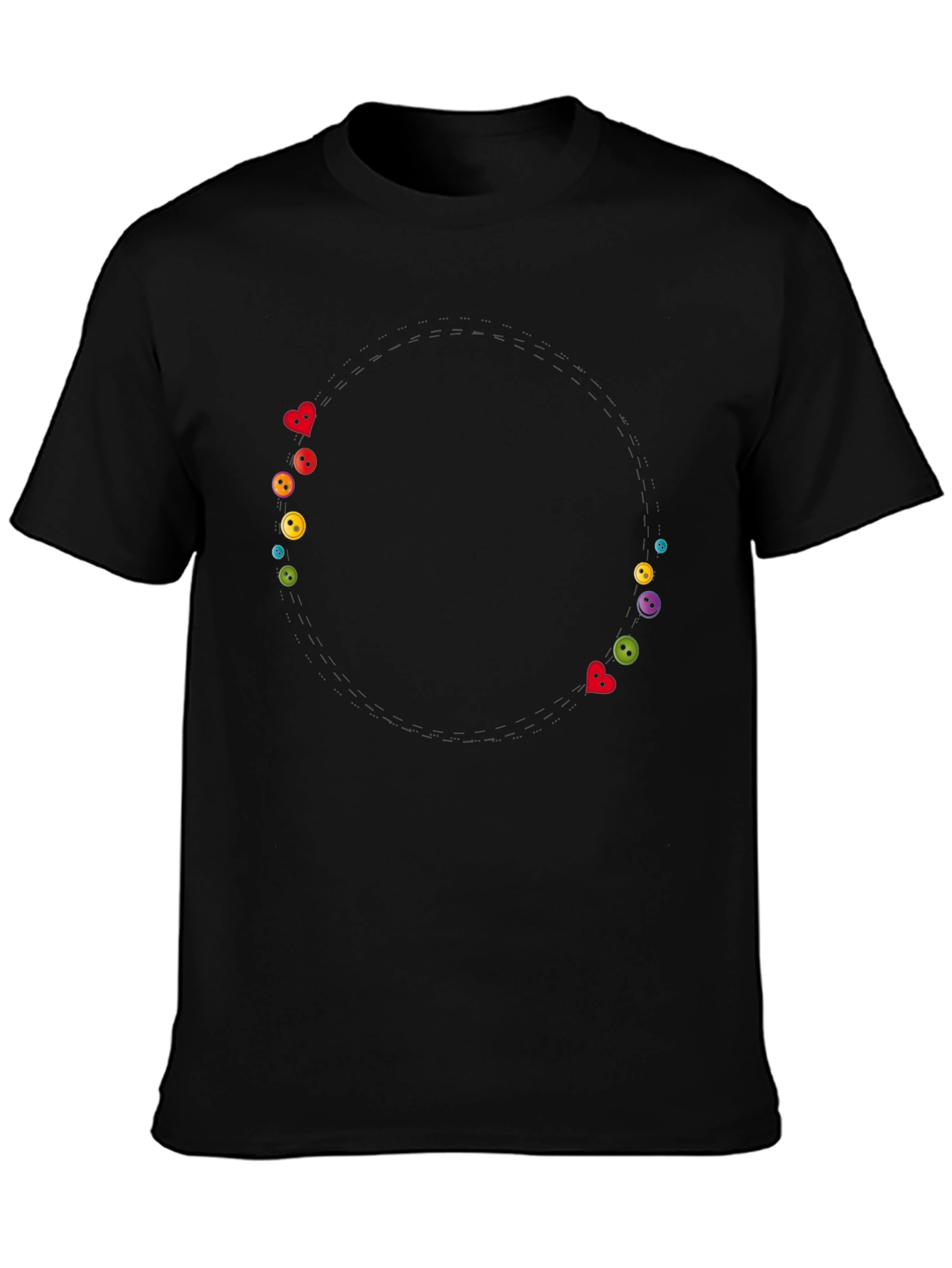 Whimsical Buttons Black Tee