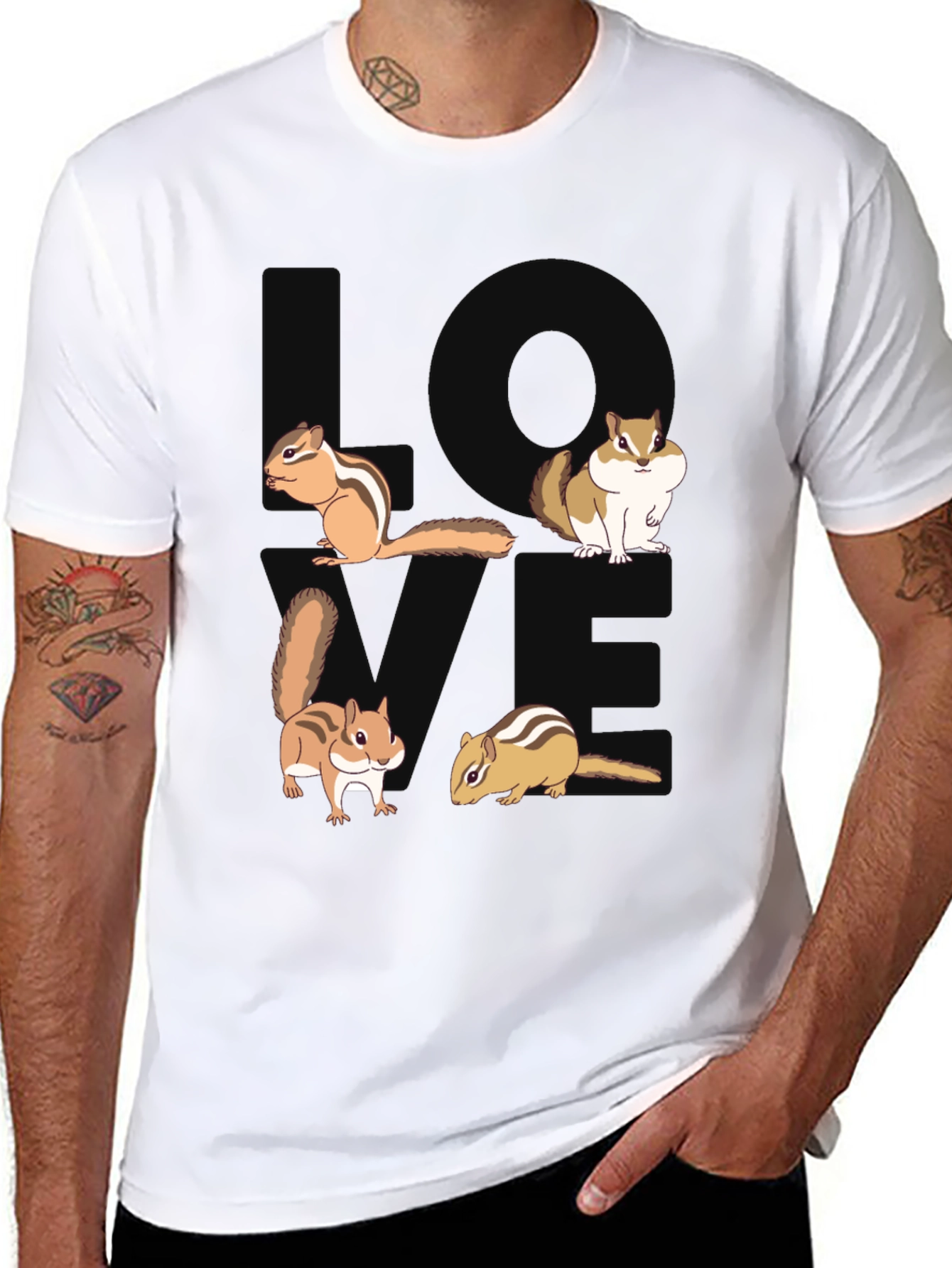 Chipmunk Love Graphic T-Shirt - Black