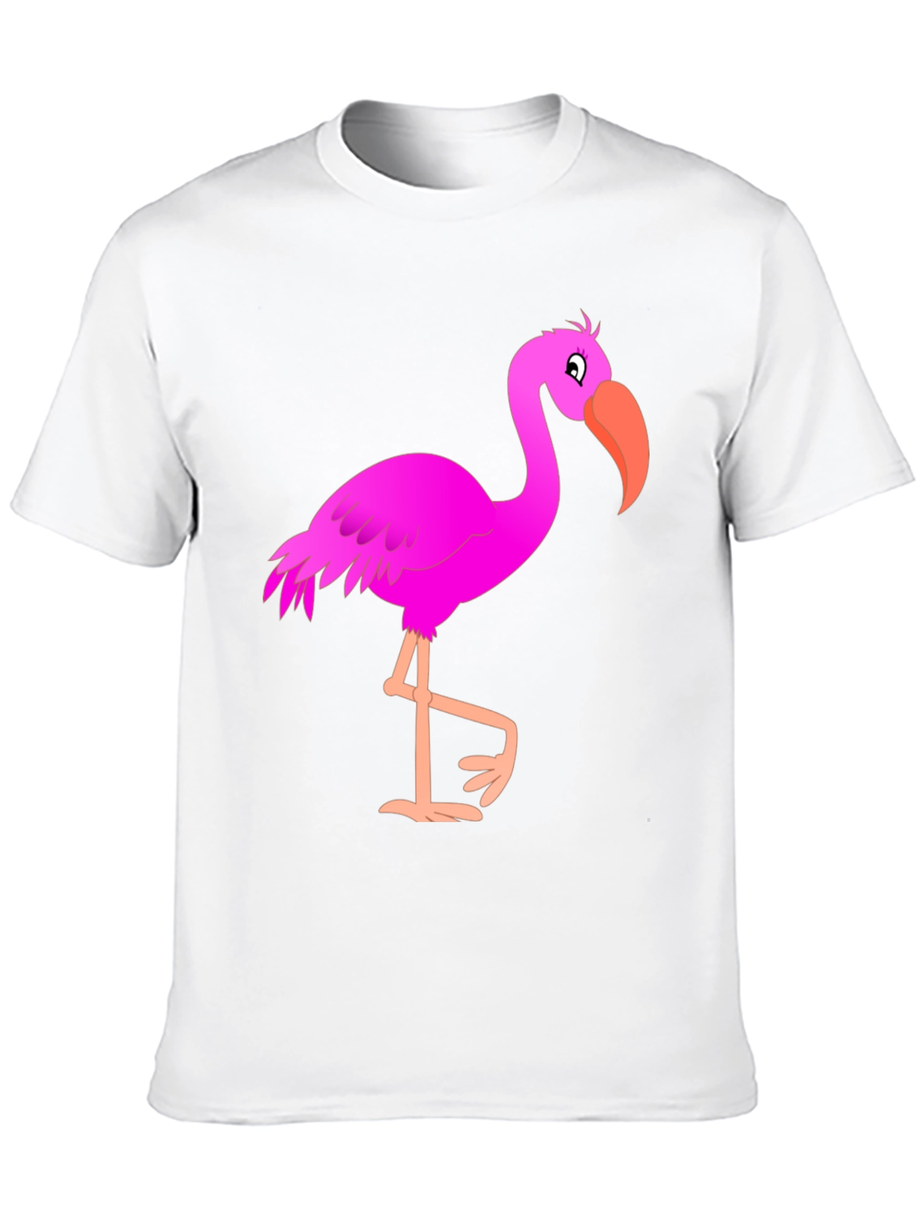 Mens Black T-Shirt with Fun Pink Flamingo Graphic