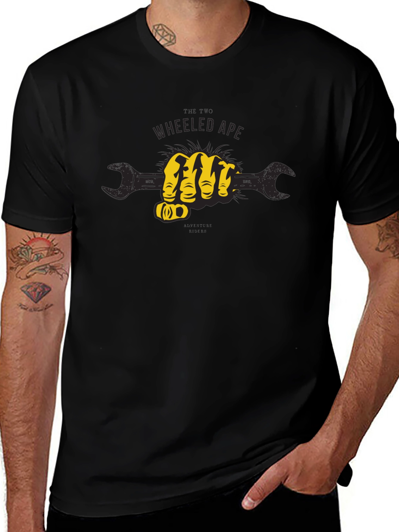 Wheeled Ape Wrench Fist Graphic T-Shirt