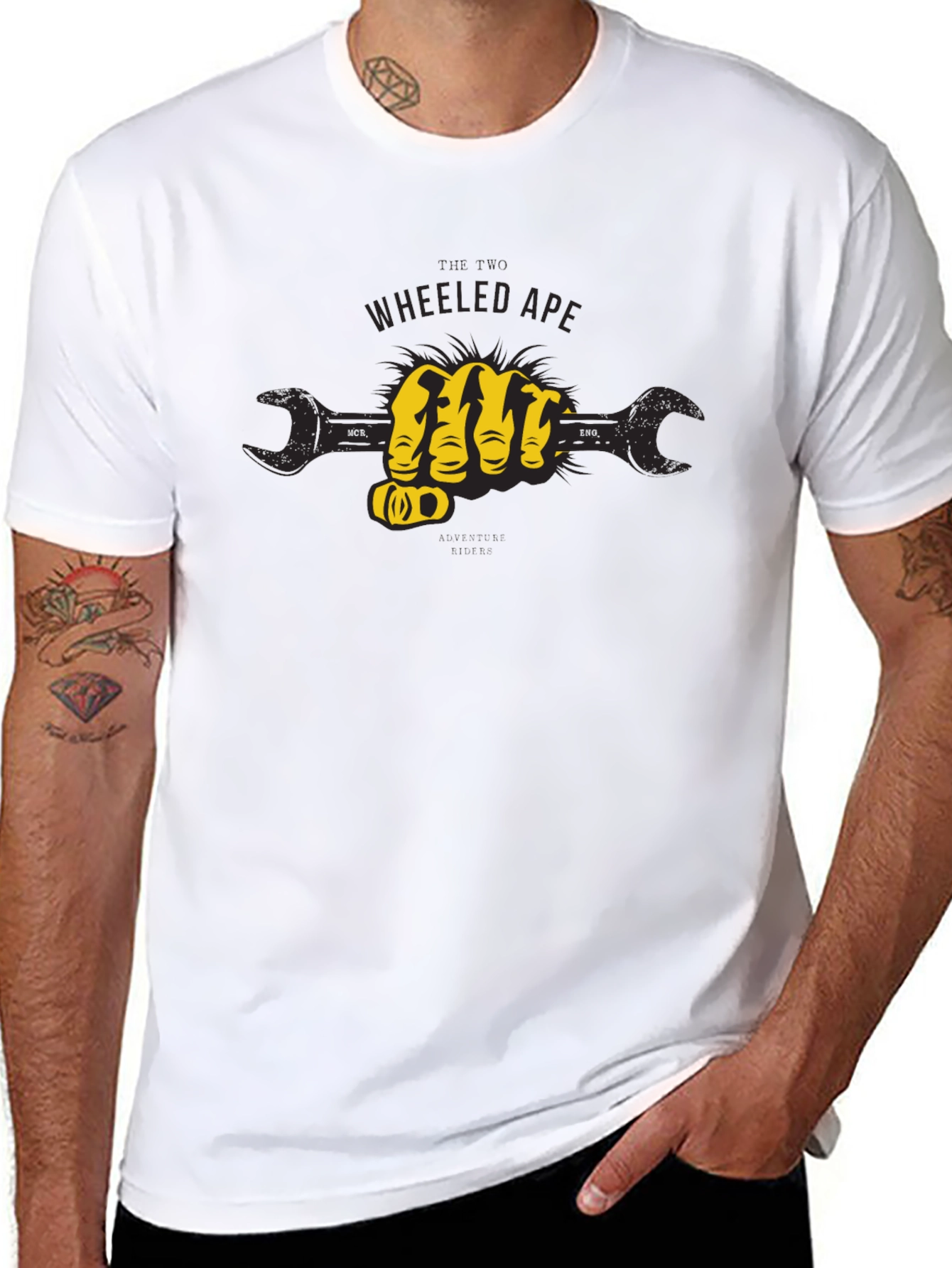 Wheeled Ape Wrench Fist Graphic T-Shirt