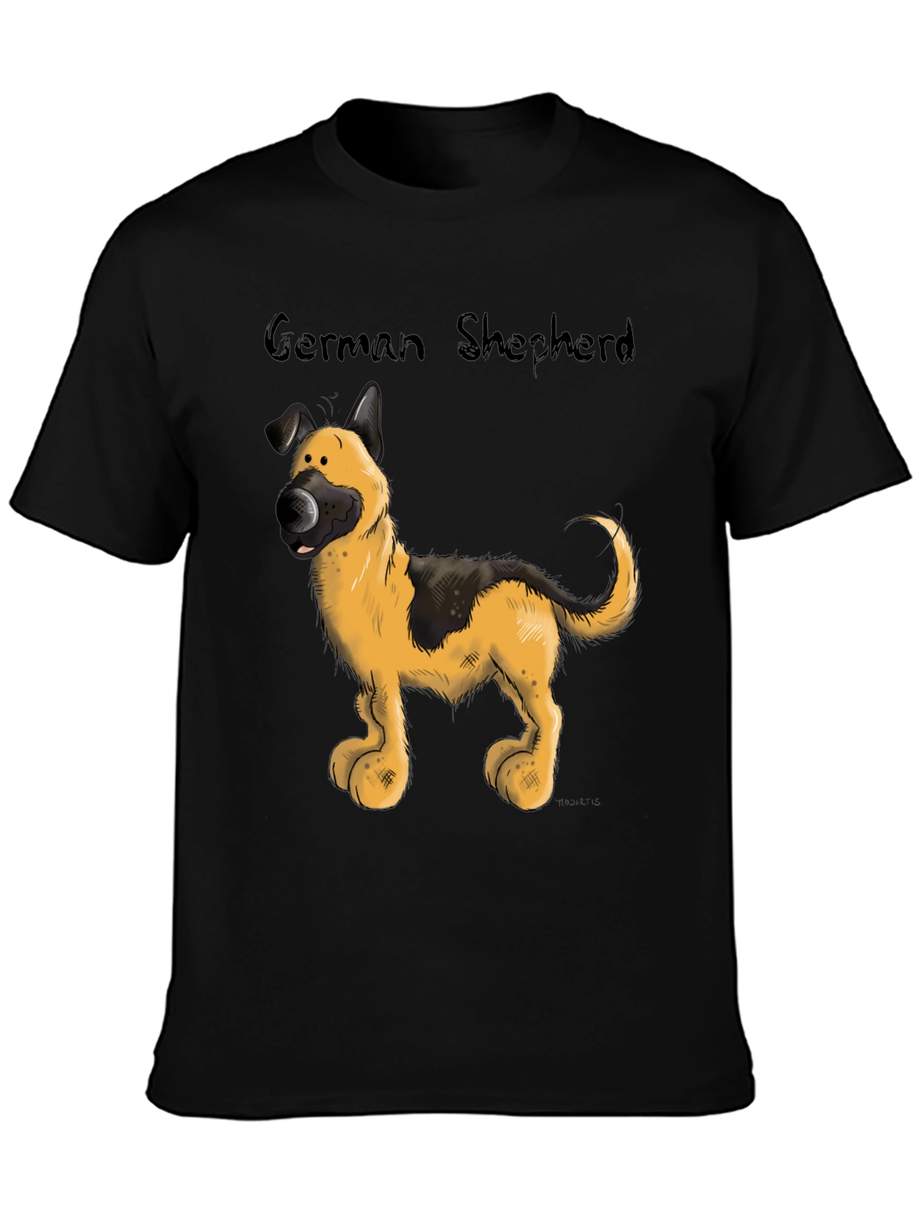 Cartoon German Shepherd Graphic T-Shirt