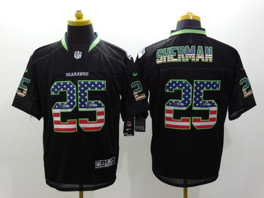 Men's Seattle Seahawks Richard Sherman #25 Black Game Jerseys