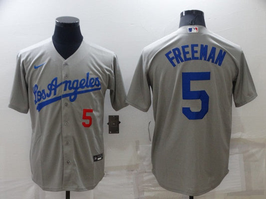 Men's Los Angeles Dodgers Freddie Freeman #5 Gray Replica Player Jerseys