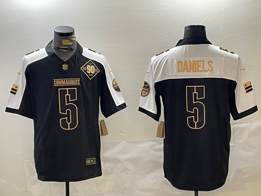 Men's Washington Commanders Jayden Daniels #5 Black Game Player Jerseys