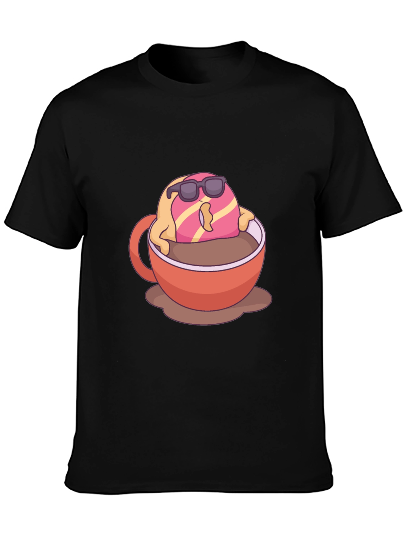 Cool Donut in Coffee Graphic T-Shirt