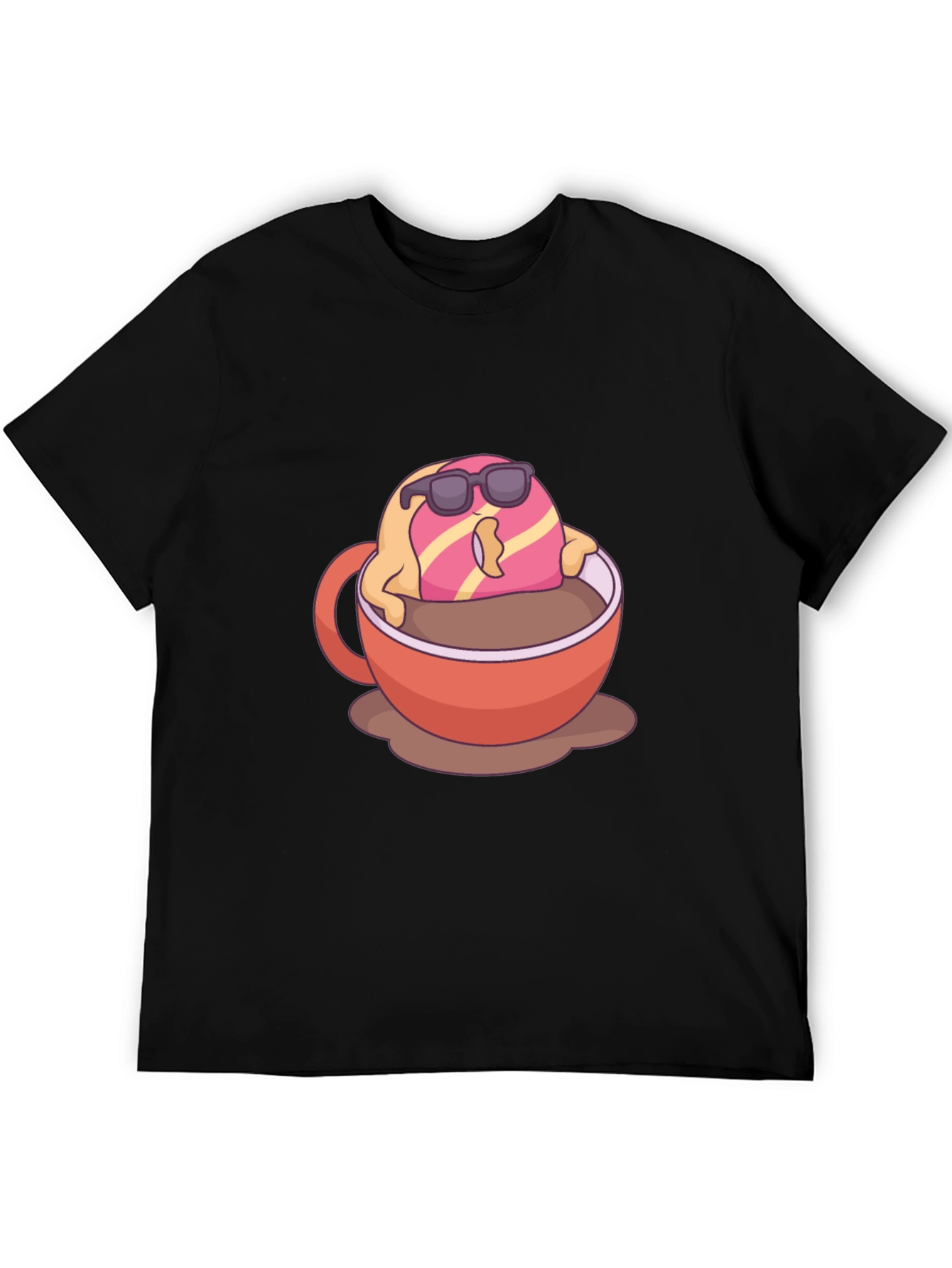 Cool Donut in Coffee Graphic T-Shirt