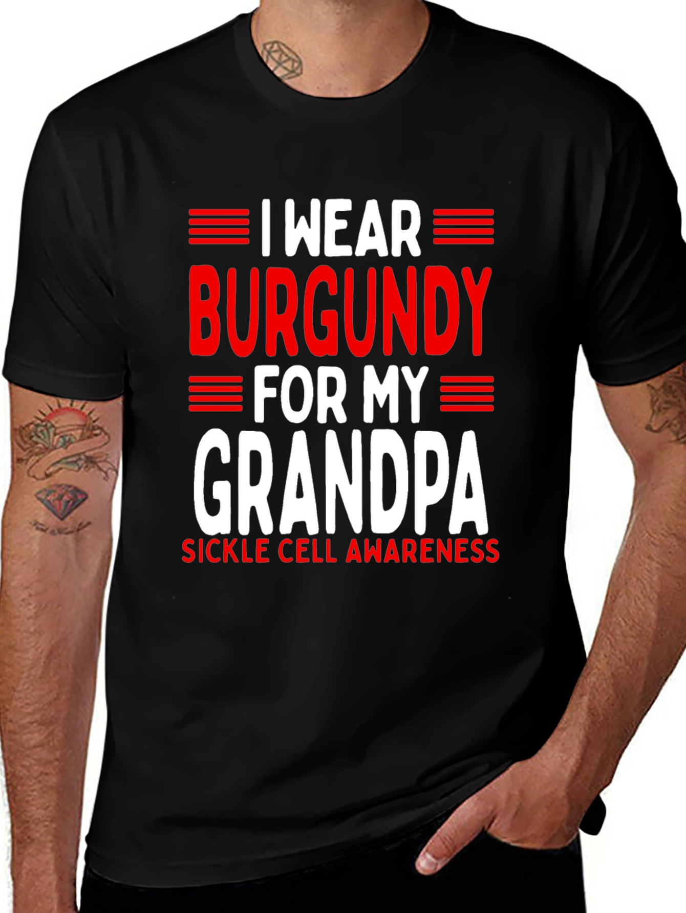 Burgundy for My Grandpa Sickle Cell Awareness T-Shirt